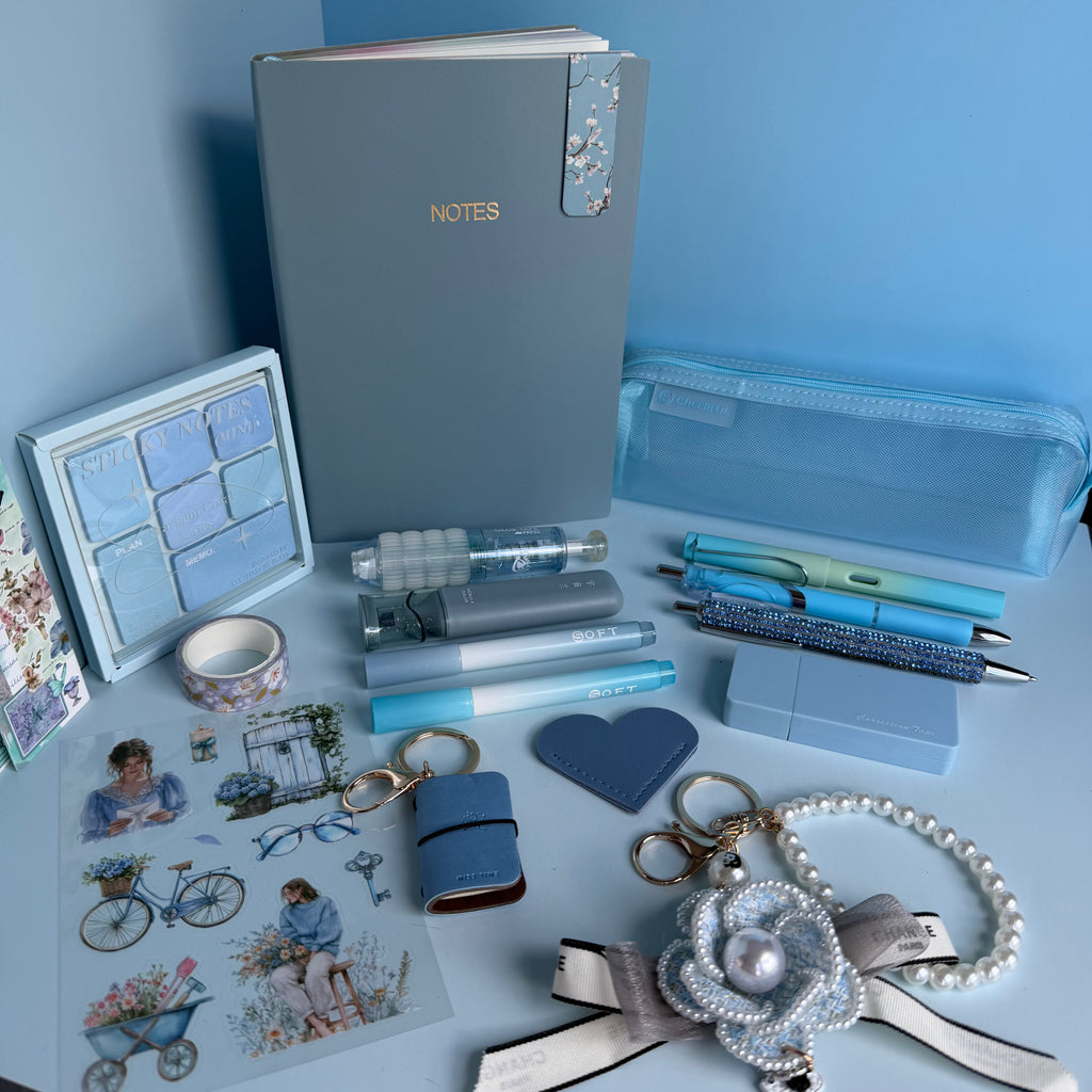 SIGNATURE STATIONERY SET - BLUE MIST | STATIONERY GIFT SET FOR HER | AESTHETIC & BOOKISH DESK ESSENTIALS