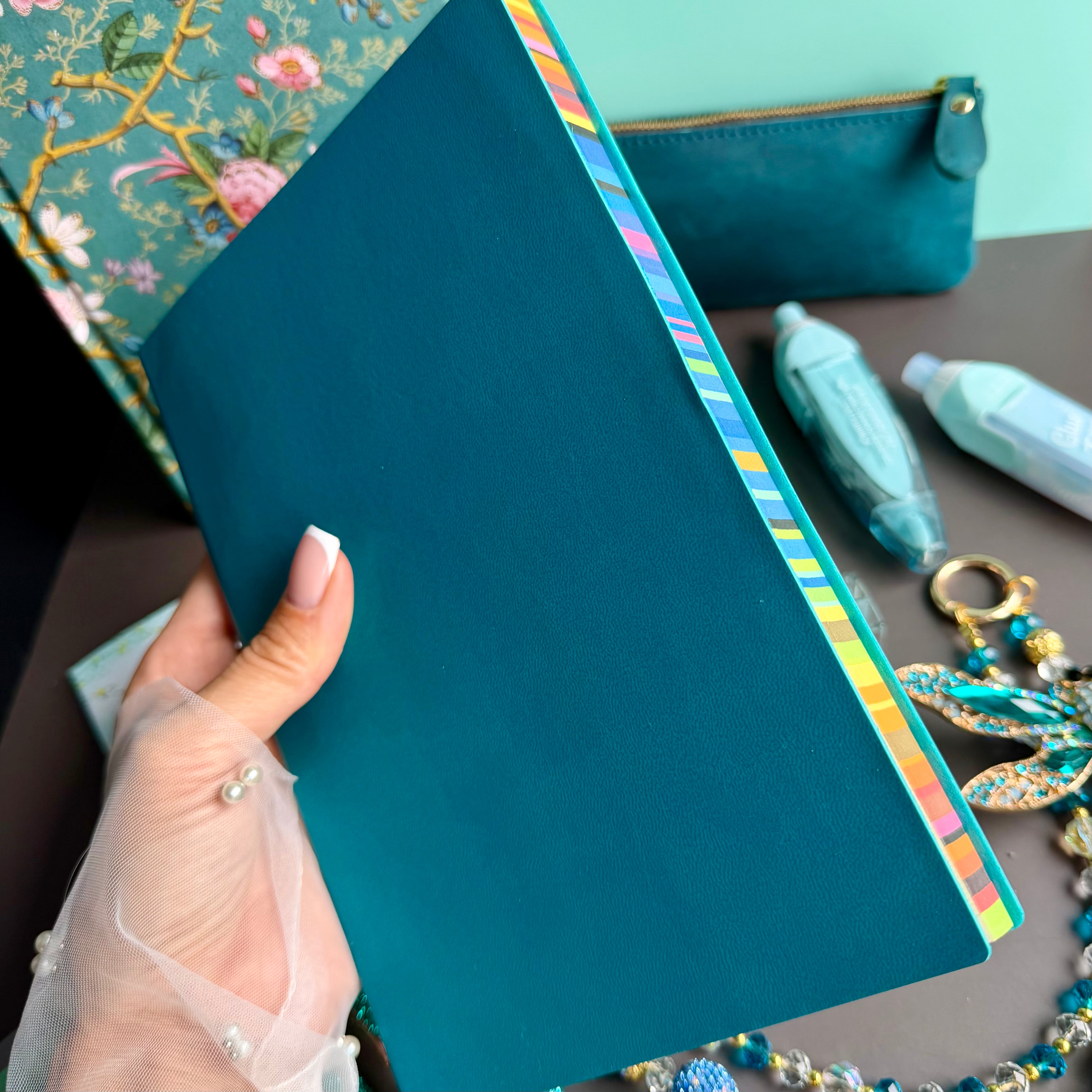 TEAL DRAGONFLY GARDEN STATIONERY GIFT SET / TEAL & GOLD JOURNALING SET FOR HER / DRAGONFLY GARDEN STATIONERY BUNDLE