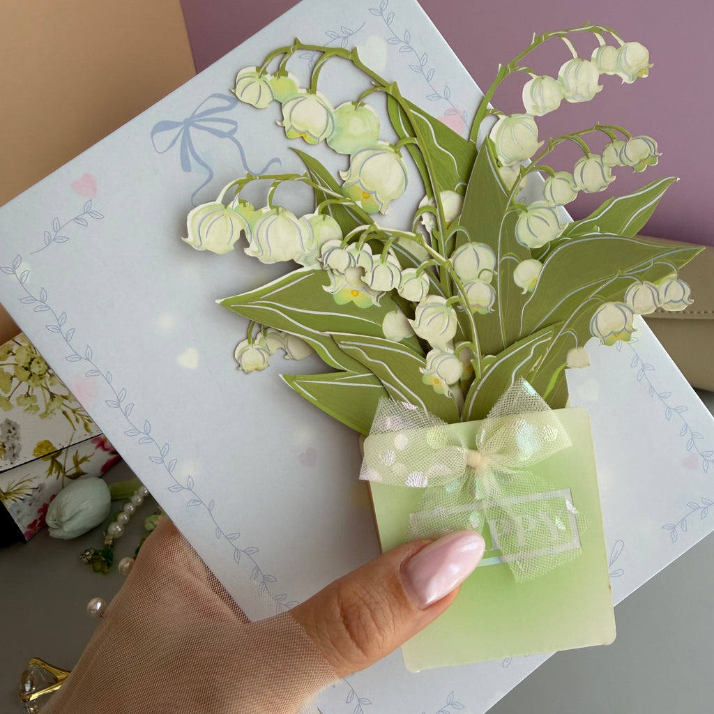 GREEN TEA GARDEN GIFT SET | LILY OF THE VALLEY STATIONERY BUNDLE | FLORAL TEA CUP GIFT SET