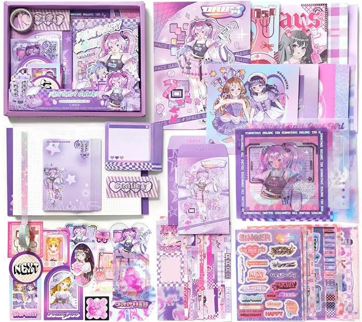 SCRAPBOOK GIFT SET | DIY SCRAPBOOKING JOURNAL KIT | KAWAII STICKERS & WASHI TAPE SET