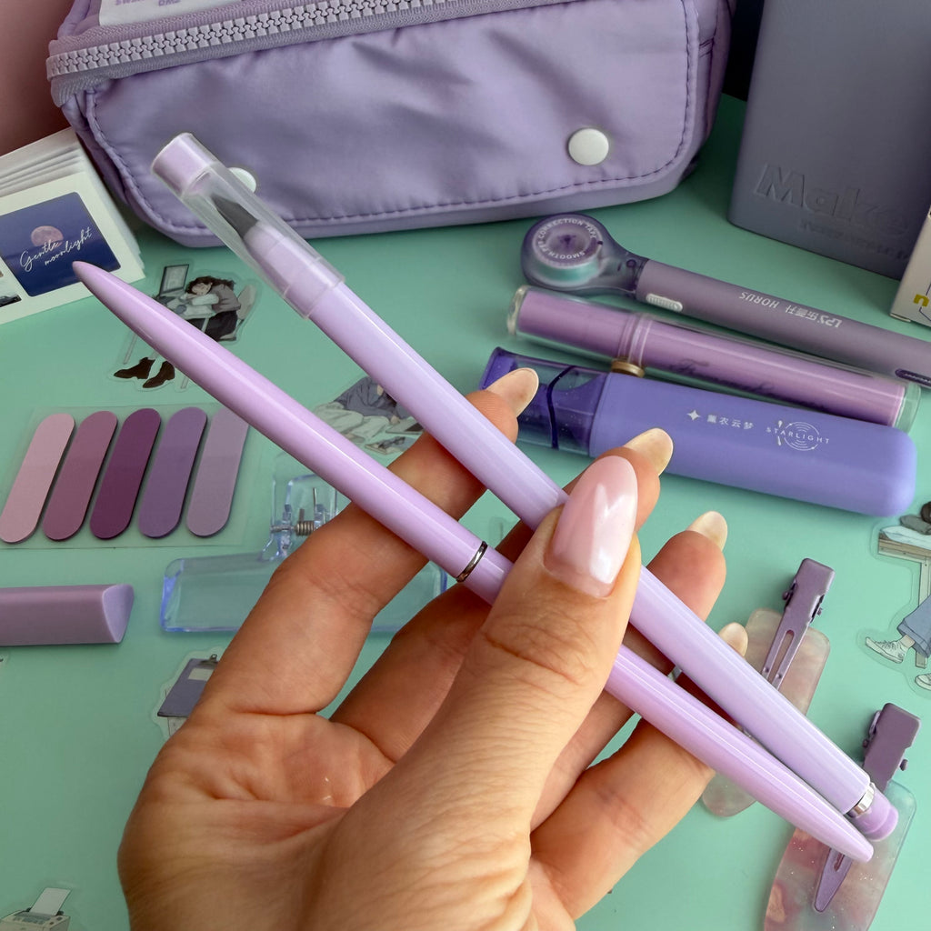LAVENDER ZIP & GO STATIONERY SET | ALL-IN-ONE PENCIL POUCH BUNDLE | CUTE LAVENDER SCHOOL SUPPLY KIT