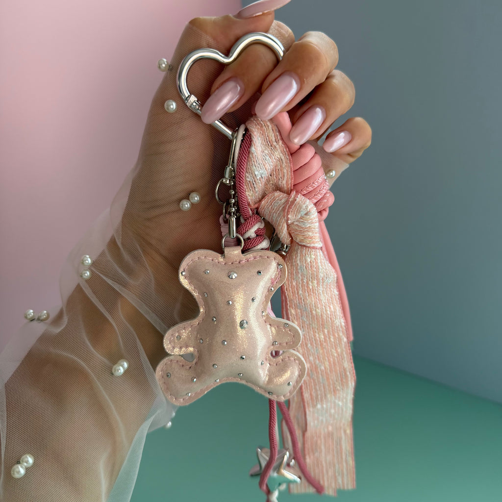 PINK SPARKLE TEDDY KEYCHAIN | BAG CHARM
