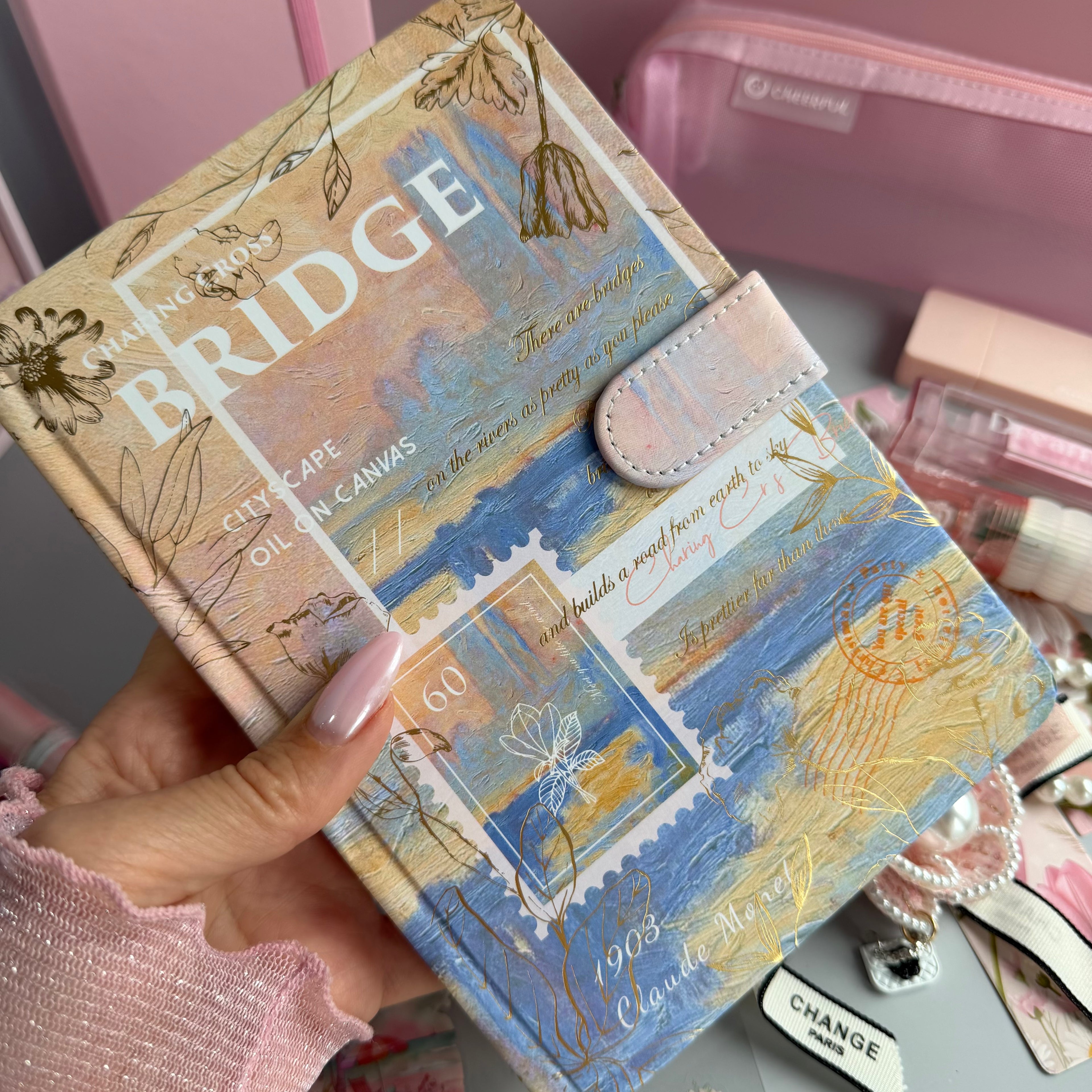 MONET PINK BLOOM | PINK ART STATIONERY BUNDLE | IMPRESSIONIST INSPIRED