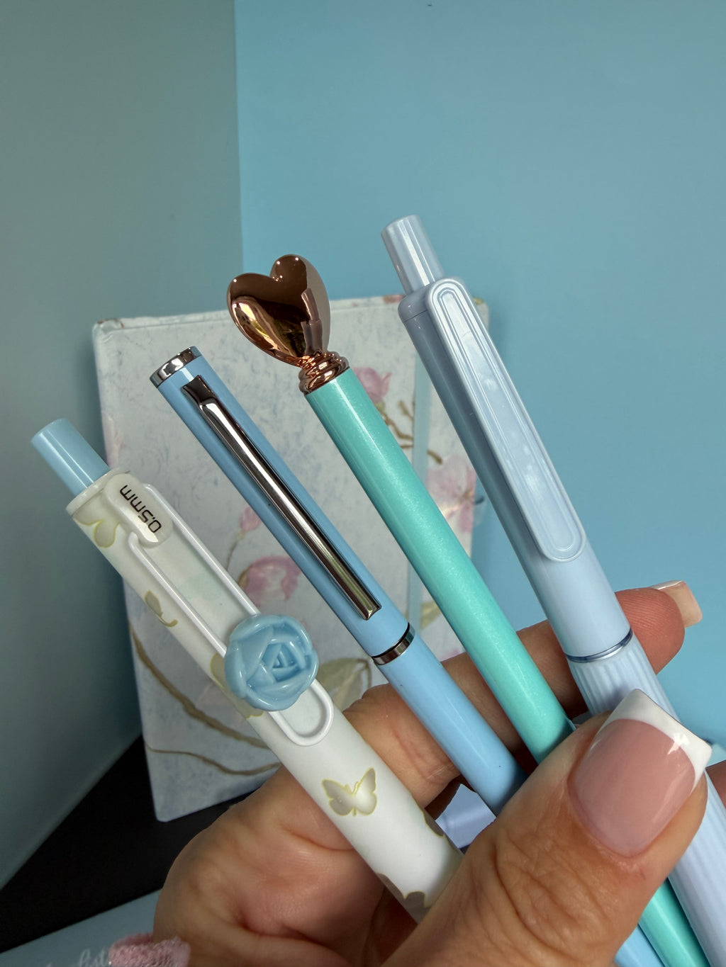 BLUE BLOSSOM MINI STATIONERY SET / FLORAL JOURNAL GIFT SET / DESK ESSENTIALS BUNDLE