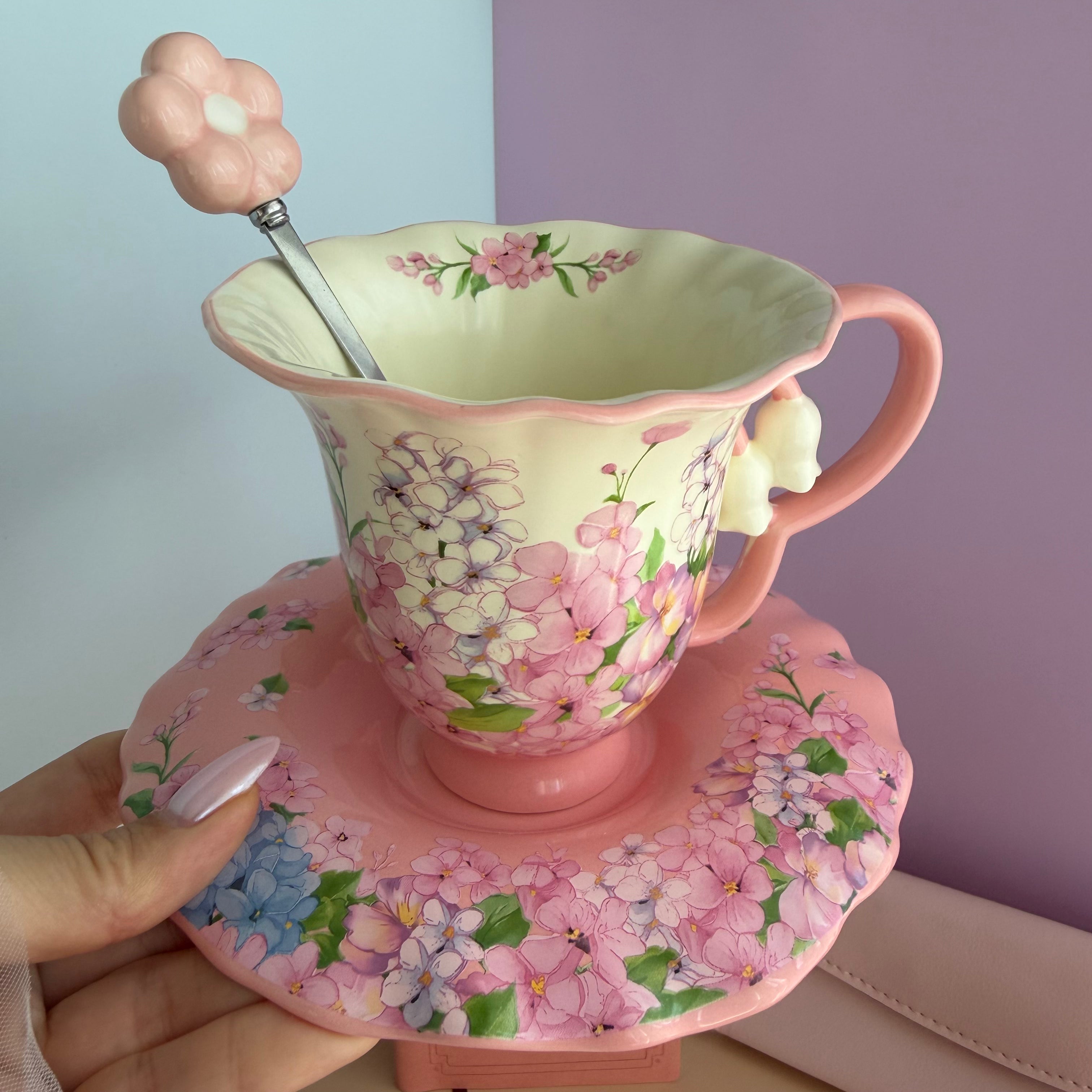 PINK TEA GARDEN GIFT SET | BLUSH BLOSSOM STATIONERY BUNDLE | FLORAL TEA CUP GIFT SET