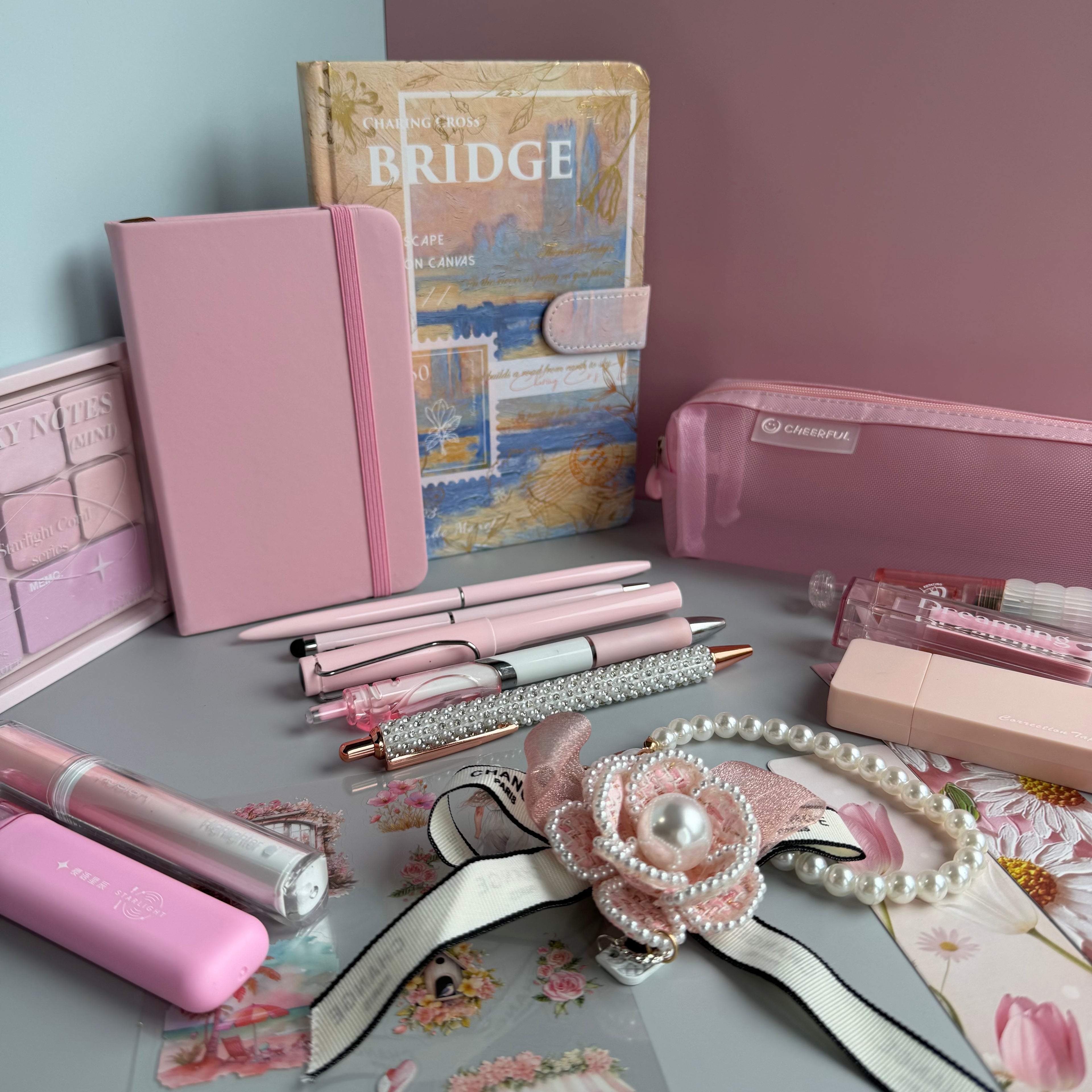 MONET PINK BLOOM | PINK ART STATIONERY BUNDLE | IMPRESSIONIST INSPIRED