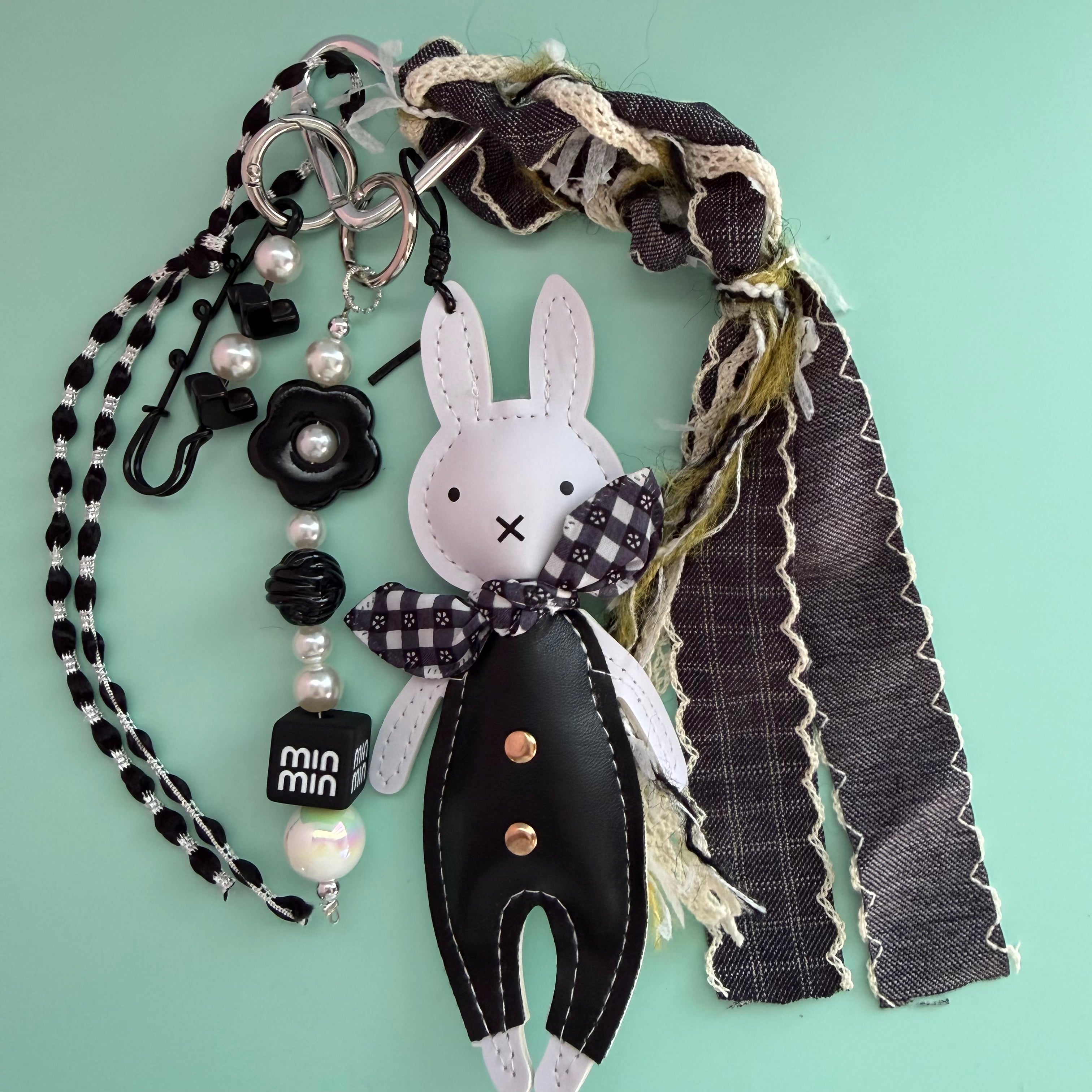BLACK BUNNY BOW KEYCHAIN | BAG CHARM
