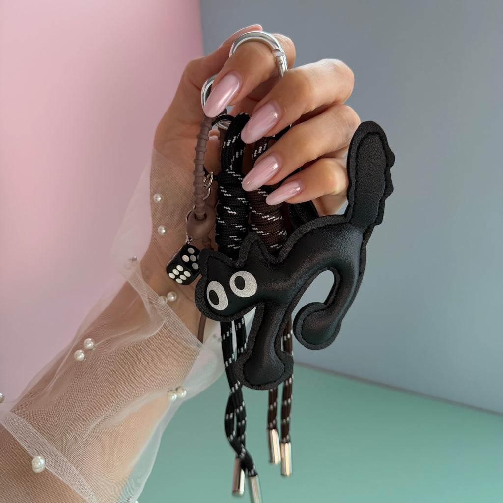 BLACK CAT DICE KEYCHAIN | BAG CHARM