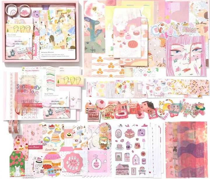 SCRAPBOOK GIFT SET | DIY SCRAPBOOKING JOURNAL KIT | KAWAII STICKERS & WASHI TAPE SET