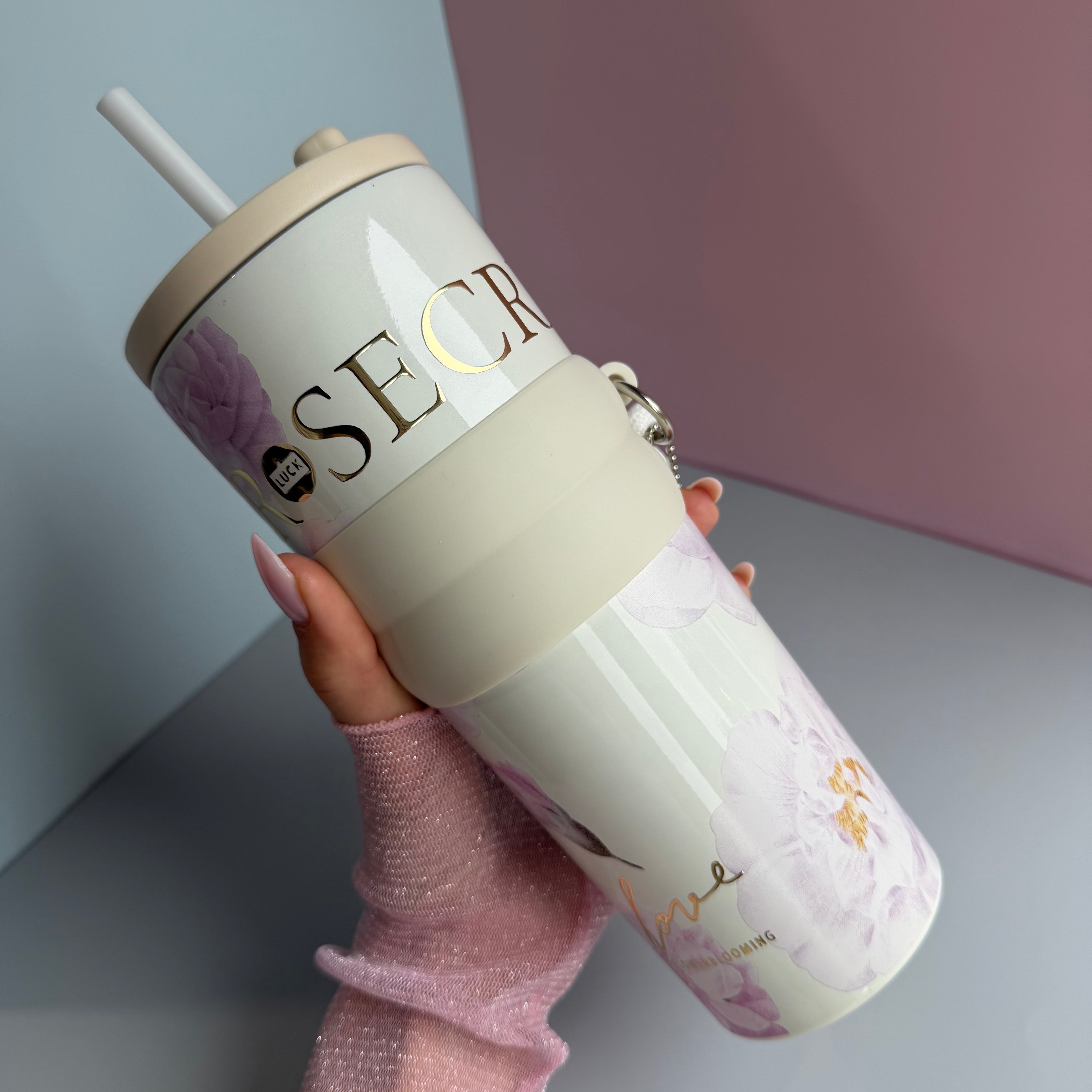 Aesthetic Stainless Steel Straw Tumbler with Charm