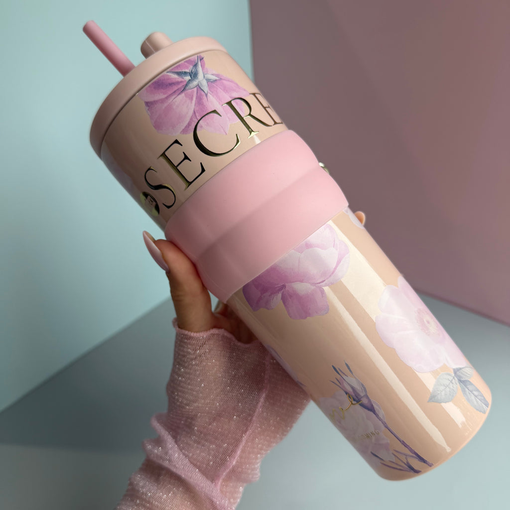 Aesthetic Stainless Steel Straw Tumbler with Charm
