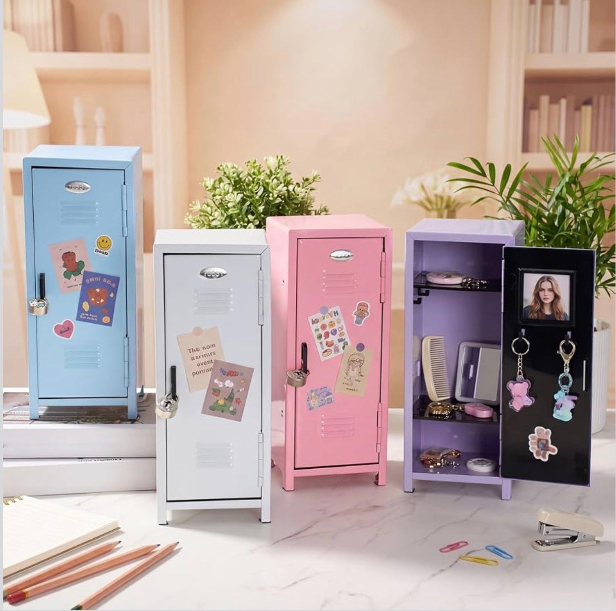 Mini School Locker Desktop Organizer with Lock & Keys