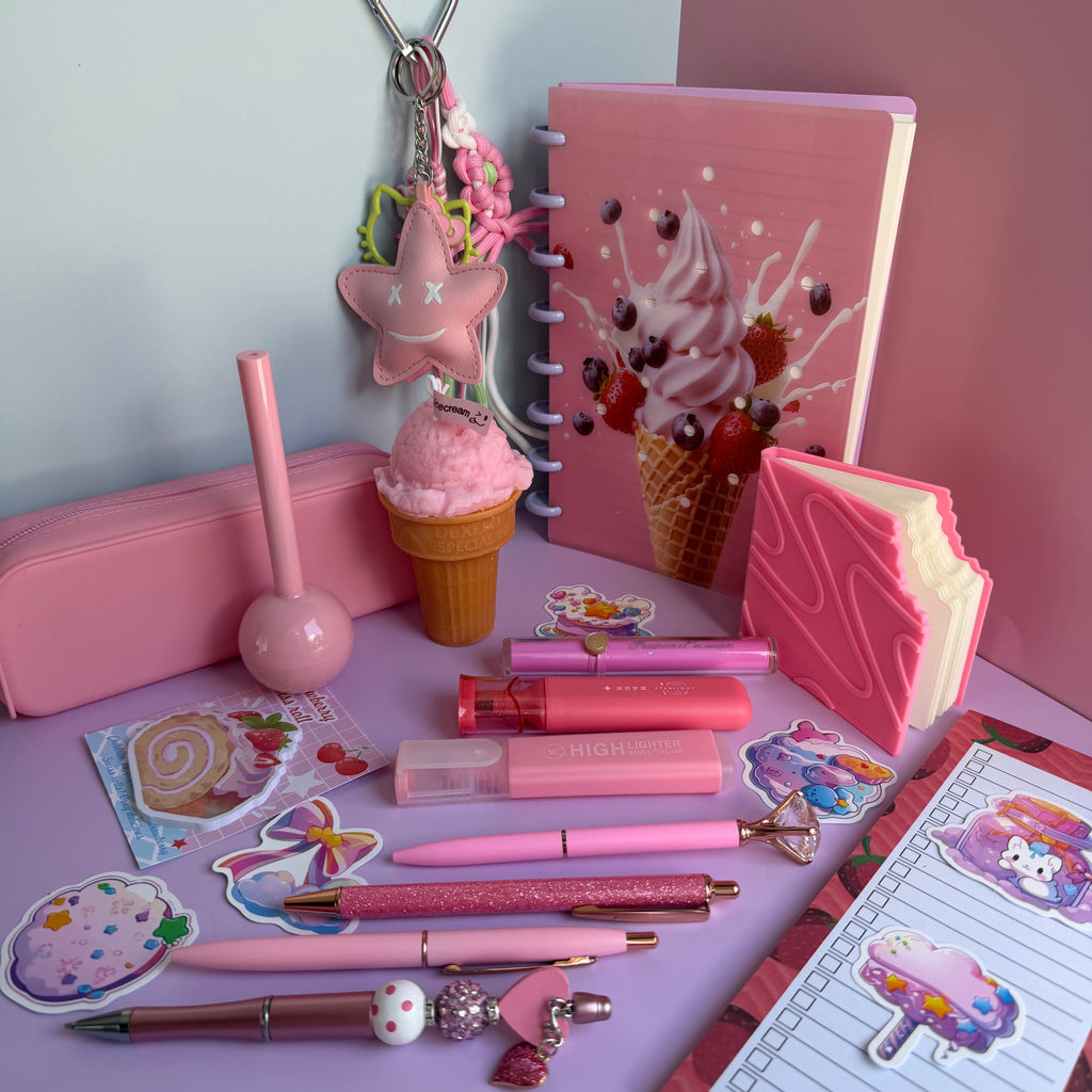 PINK CANDY POP GIFT SET | ICE CREAM STATIONERY BUNDLE | DESSERT THEMED GIFT SET