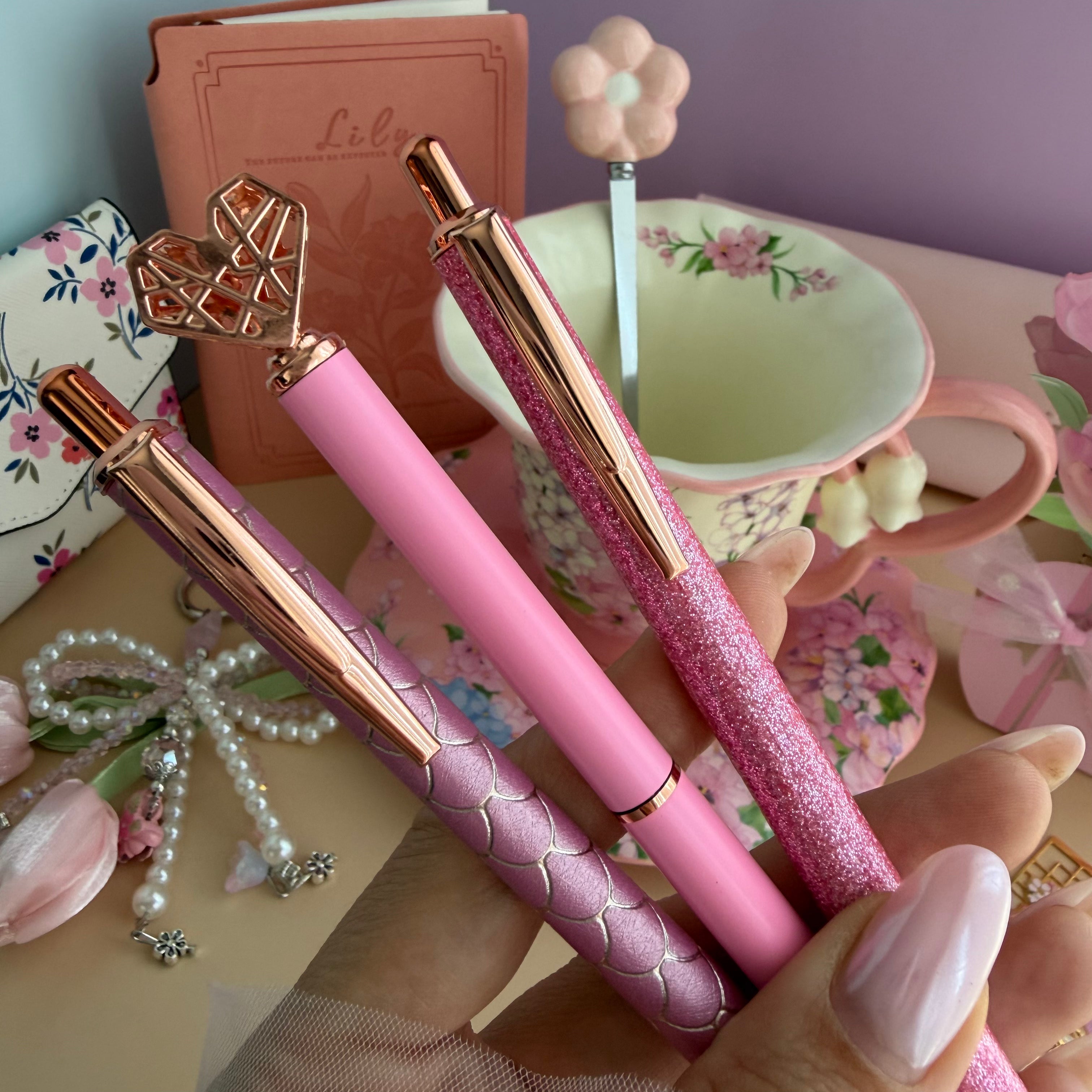 PINK TEA GARDEN GIFT SET | BLUSH BLOSSOM STATIONERY BUNDLE | FLORAL TEA CUP GIFT SET