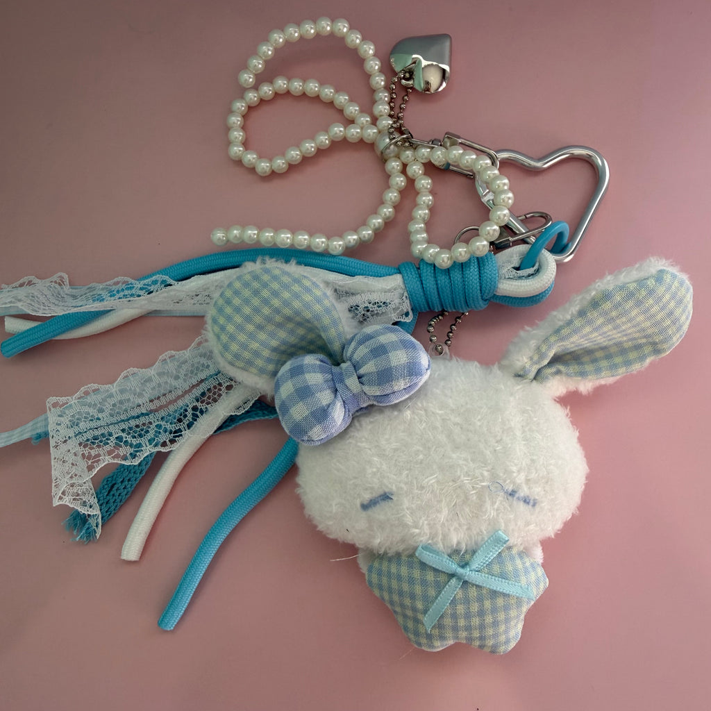 BLUE PLAID BUNNY KEYCHAIN | BAG CHARM