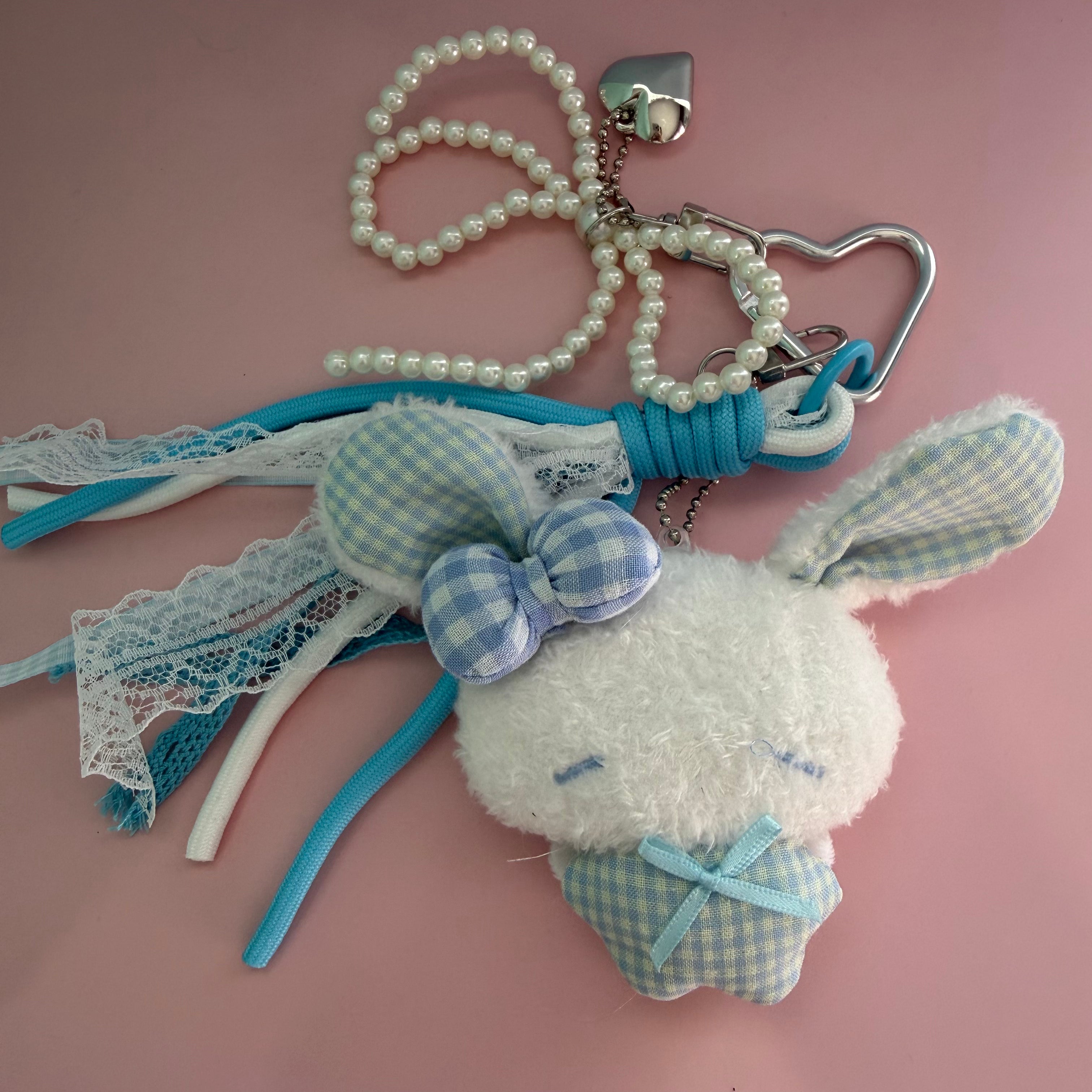 BLUE PLAID BUNNY KEYCHAIN | BAG CHARM