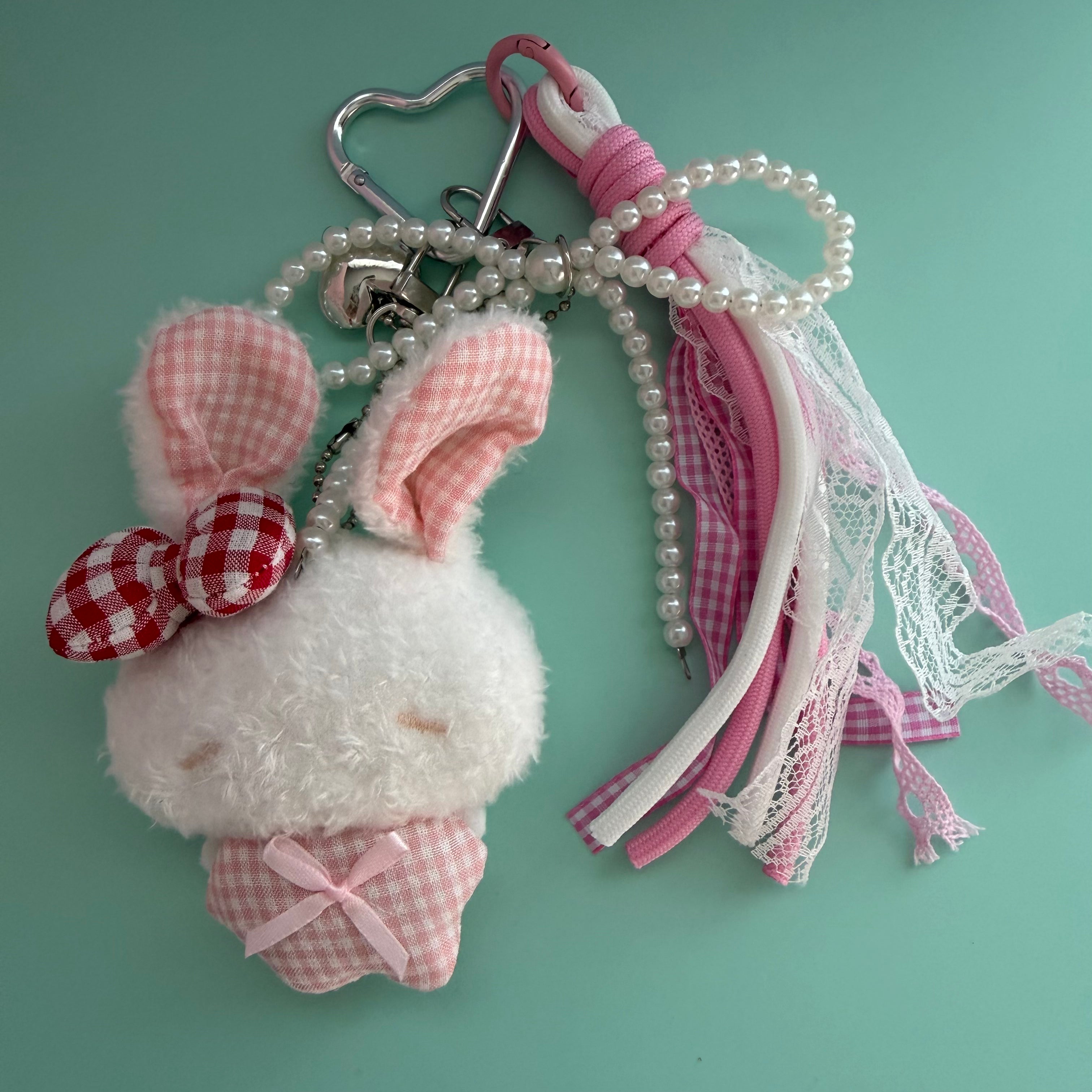 PINK PLAID BUNNY KEYCHAIN | BAG CHARM