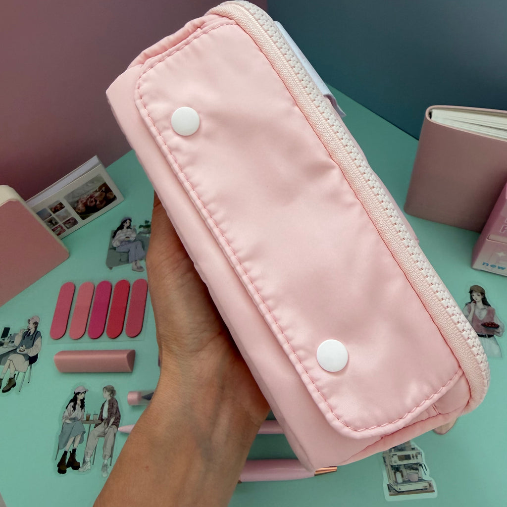 PINK ZIP & GO STATIONERY SET | ALL-IN-ONE PENCIL POUCH BUNDLE | CUTE PINK SCHOOL SUPPLY KIT