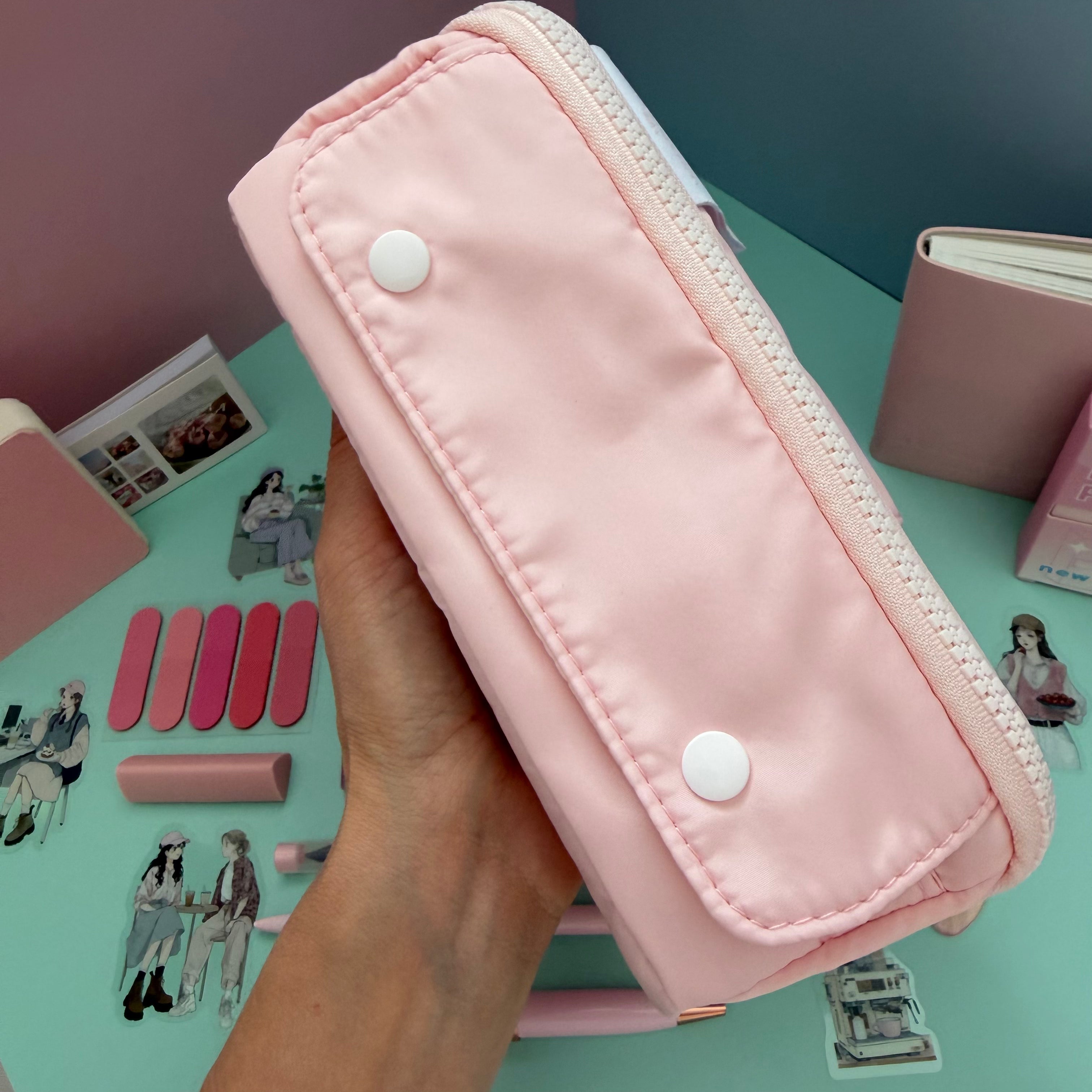 PINK ZIP & GO STATIONERY SET | ALL-IN-ONE PENCIL POUCH BUNDLE | CUTE PINK SCHOOL SUPPLY KIT