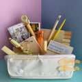 YELLOW ZIP & GO STATIONERY SET | ALL-IN-ONE PENCIL POUCH BUNDLE | CUTE YELLOW SCHOOL SUPPLY KIT