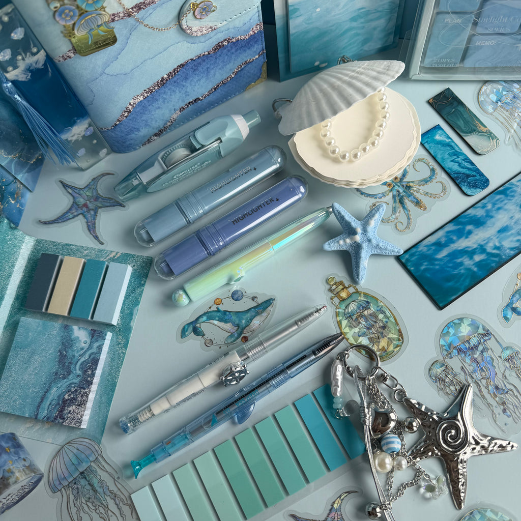 MYSTERIES OF THE OCEAN DEPTH | OCEAN STATIONERY GIFT BUNDLE | BLUE AESTHETIC STATIONERY SET