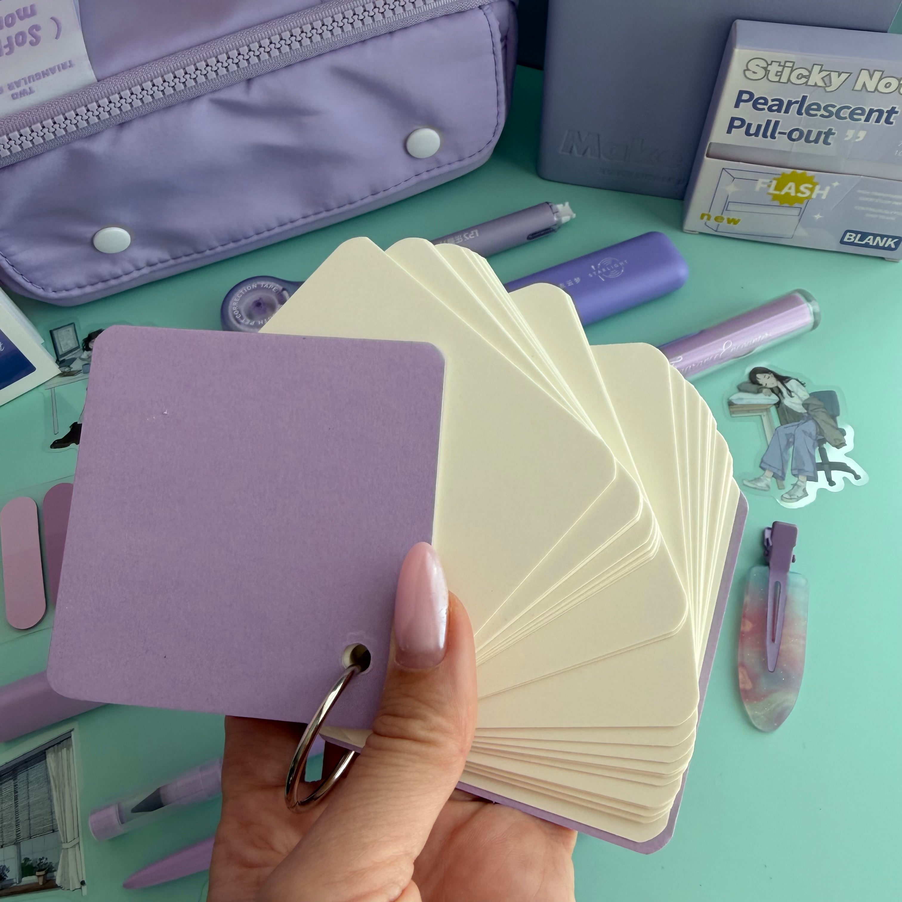 LAVENDER ZIP & GO STATIONERY SET | ALL-IN-ONE PENCIL POUCH BUNDLE | CUTE LAVENDER SCHOOL SUPPLY KIT
