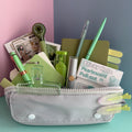 GREEN ZIP & GO STATIONERY SET | ALL-IN-ONE PENCIL POUCH BUNDLE | CUTE GREEN SCHOOL SUPPLY KIT