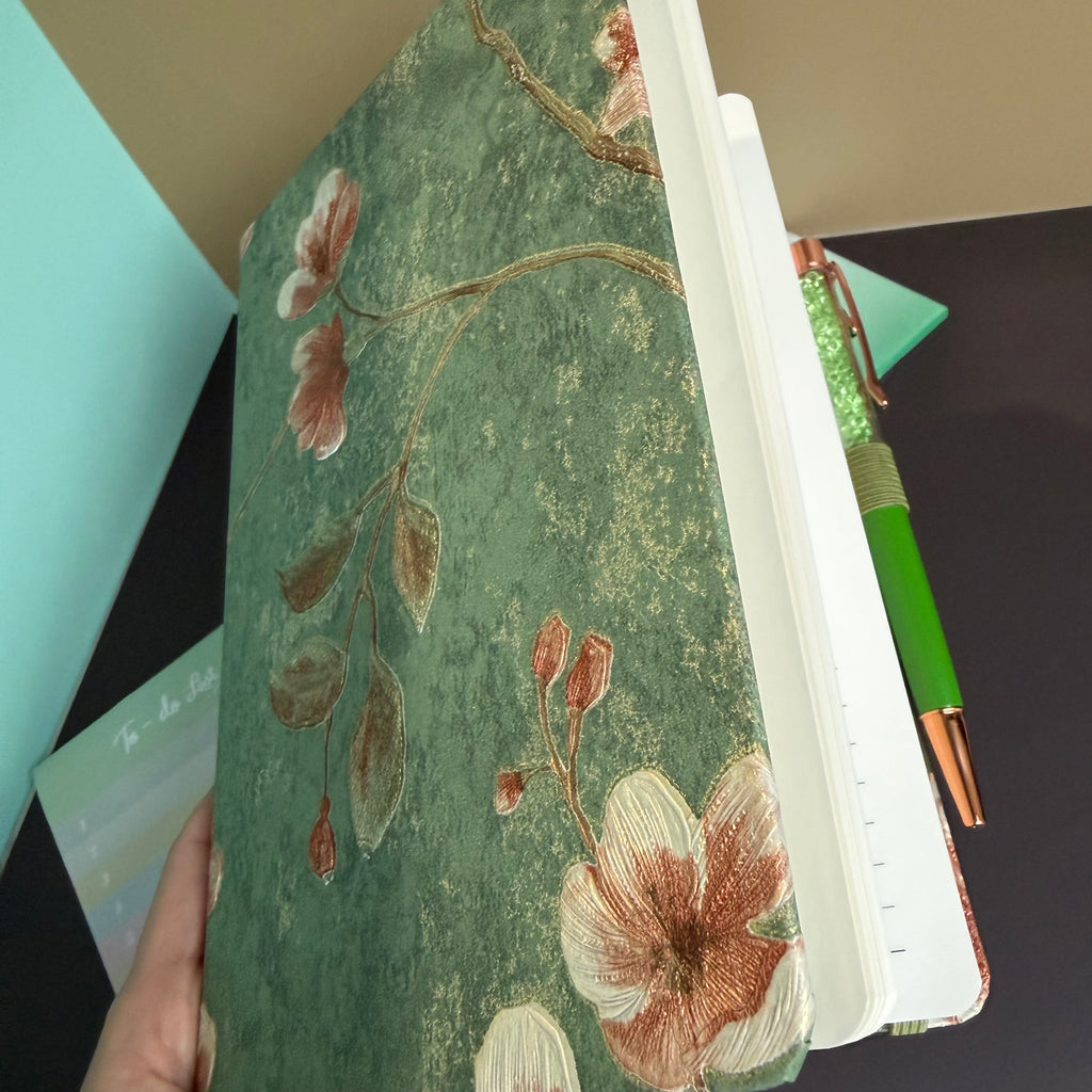 EVERGREEN BLOSSOM MINI STATIONERY SET / FLORAL JOURNAL GIFT SET / DESK ESSENTIALS BUNDLE