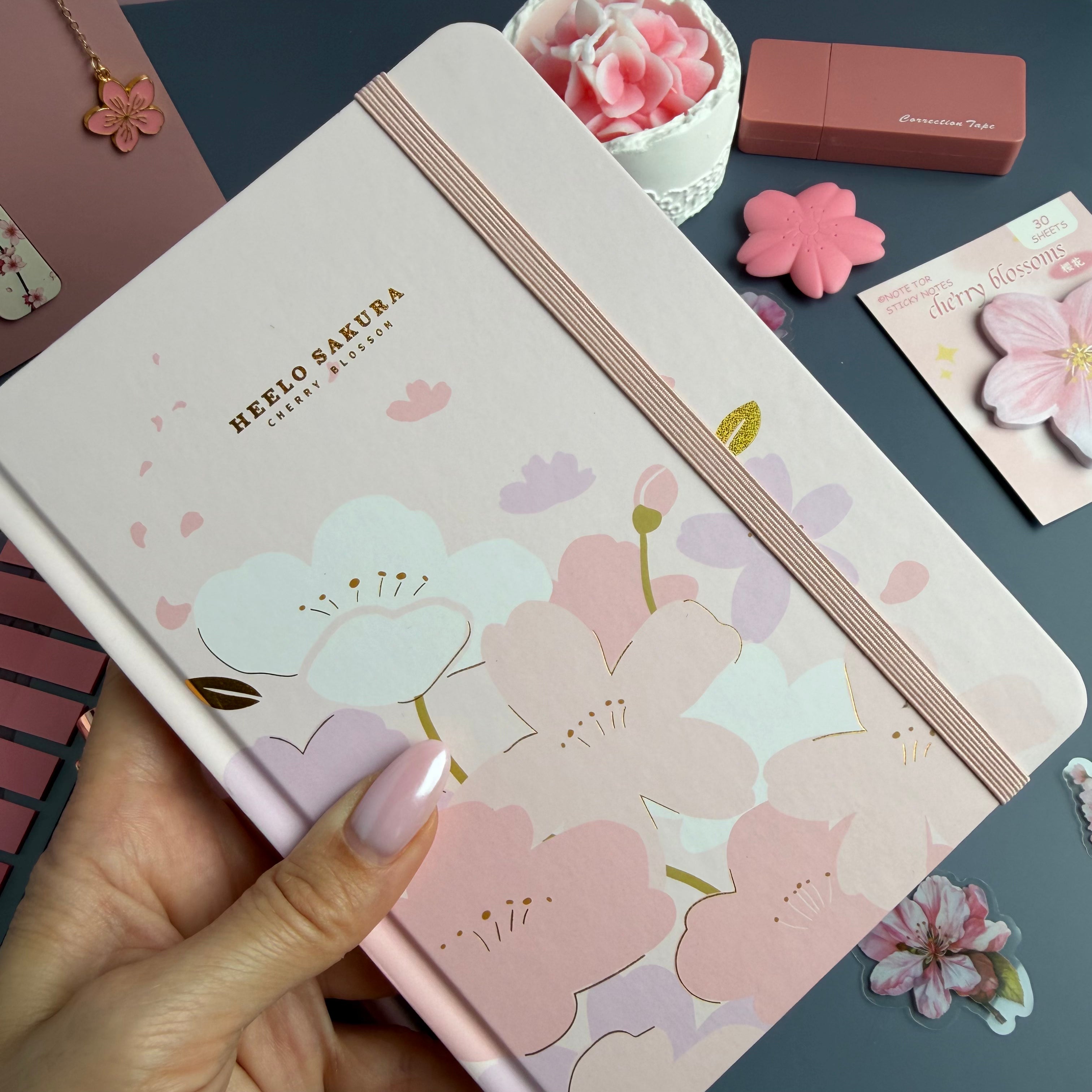 SAKURA BLOOM GIFT SET / CHERRY BLOSSOM STATIONERY BUNDLE / PINK FLORAL DESK SET
