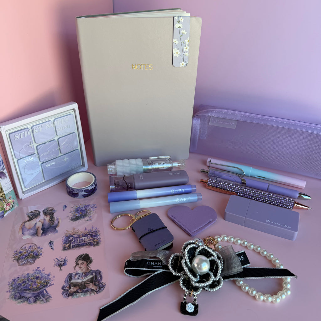SIGNATURE STATIONARY SET - LAVENDER MUSE | STATIONERY GIFT SET FOR HER | AESTHETIC DESK & JOURNALING ESSENTIALS