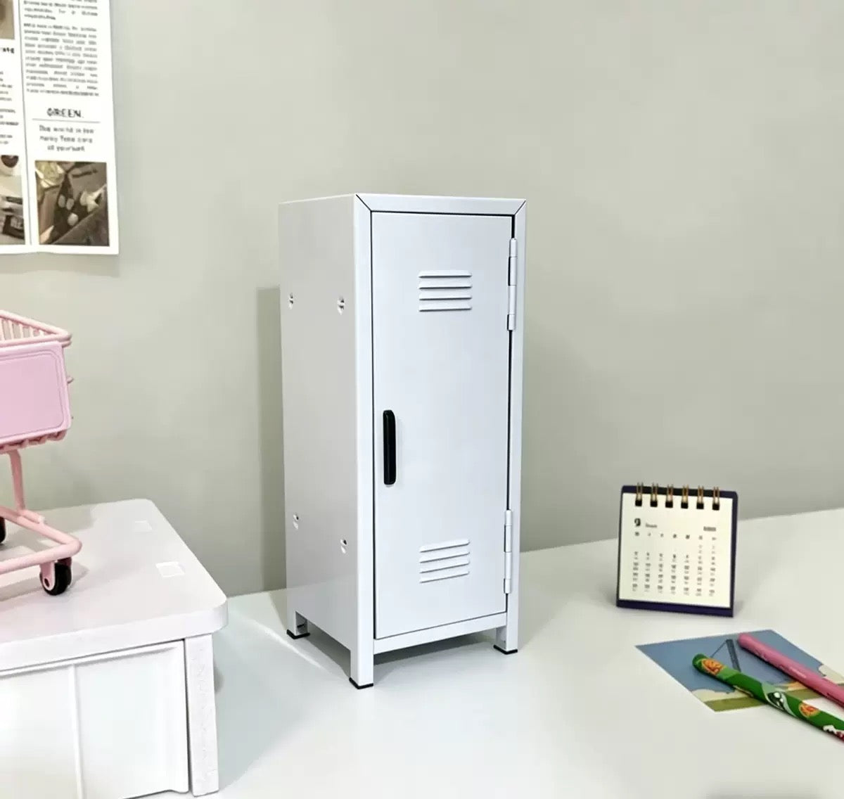 Mini School Locker Desktop Organizer with Lock & Keys