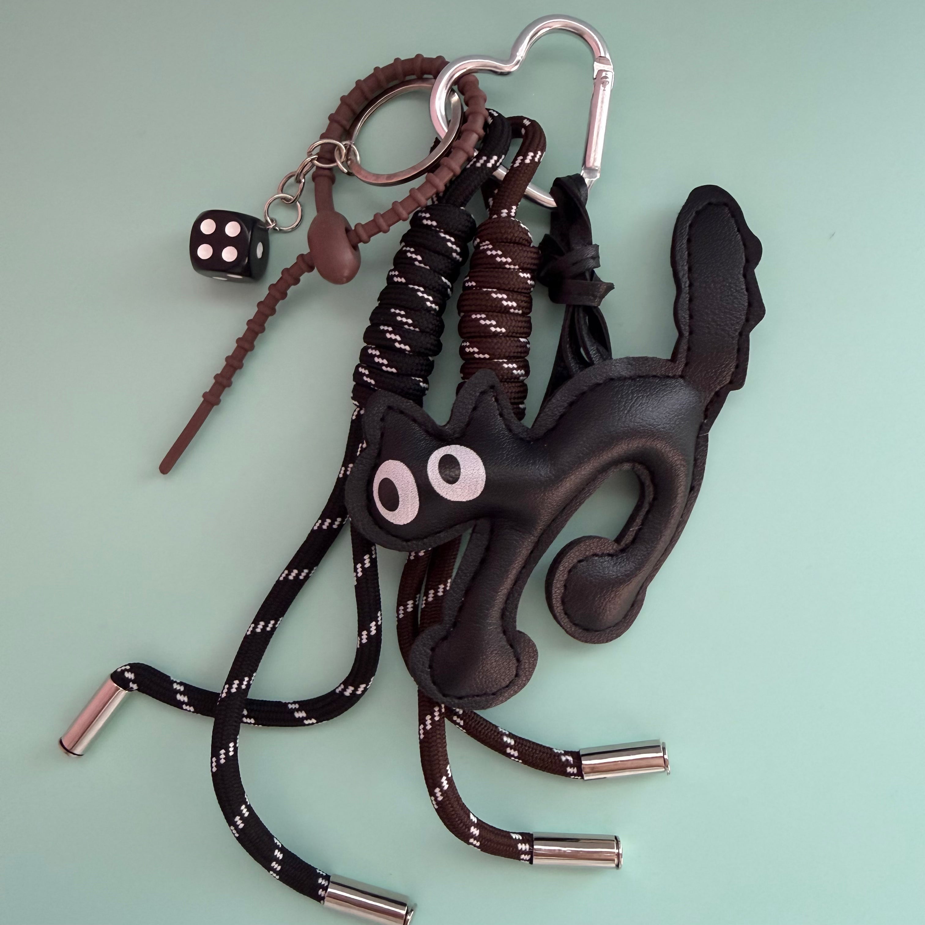 BLACK CAT DICE KEYCHAIN | BAG CHARM