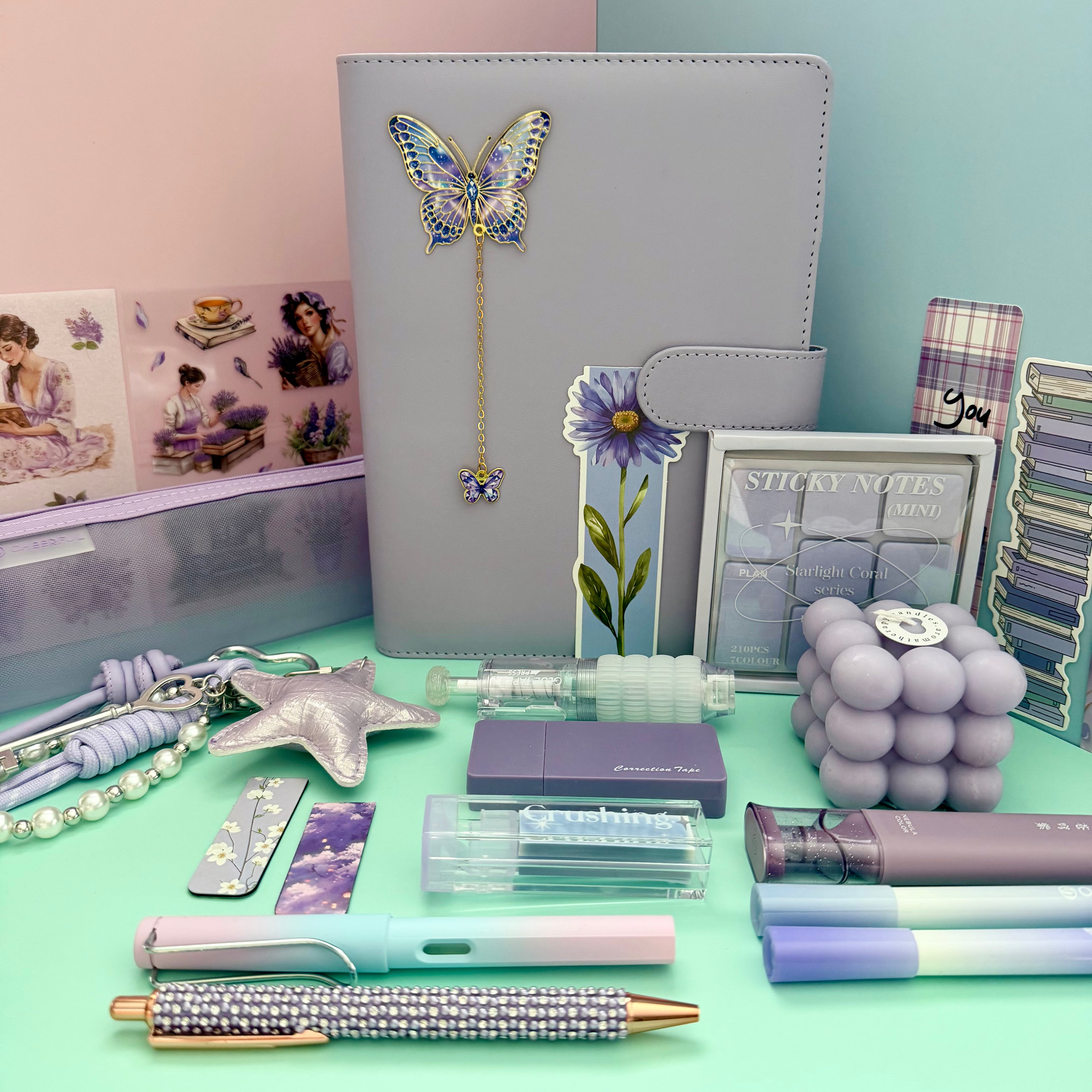 PREMIUM STATIONARY SET - LAVENDER DREAM | STATIONERY GIFT SET FOR HER | BOOKISH AESTHETIC DESK ESSENTIALS