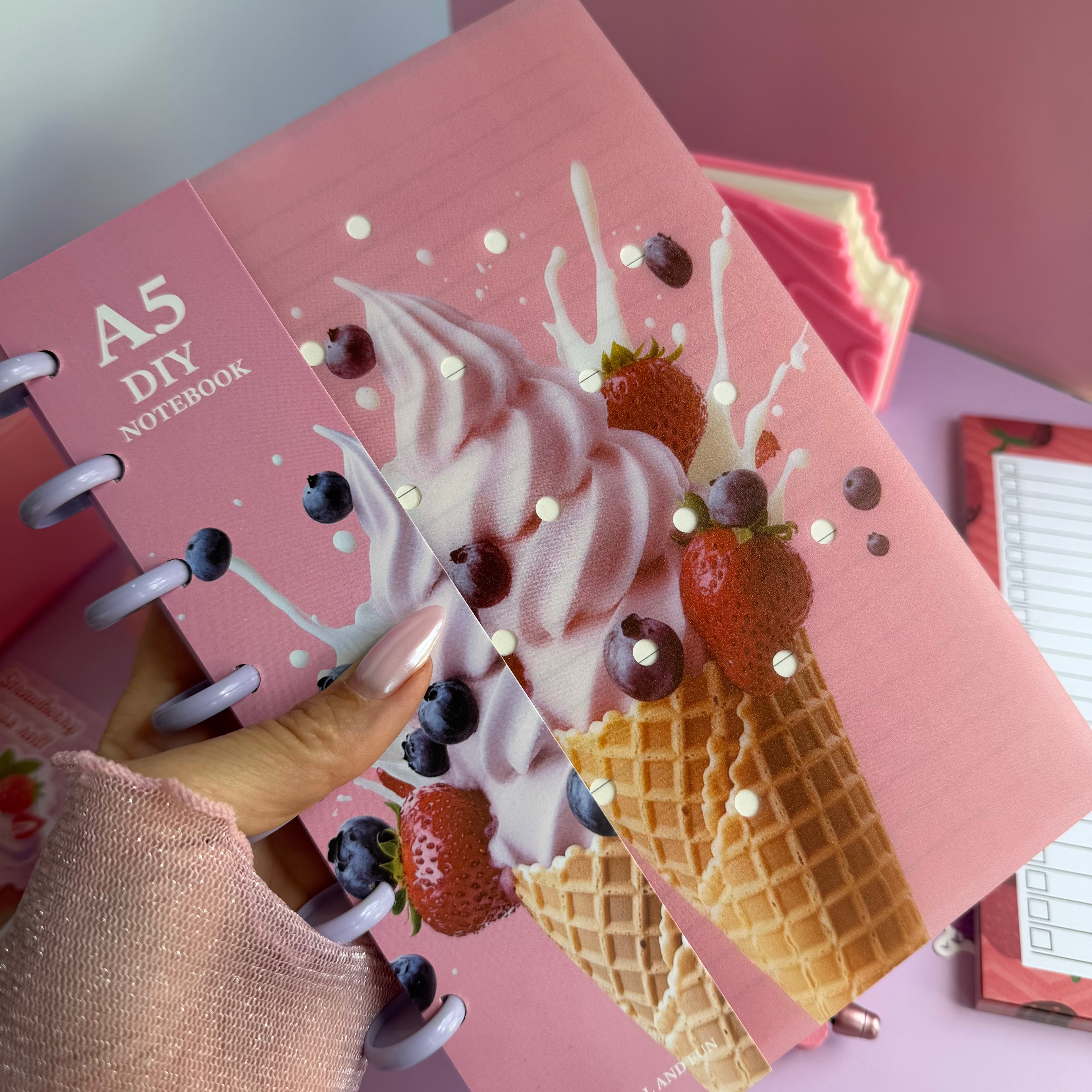 PINK CANDY POP GIFT SET | ICE CREAM STATIONERY BUNDLE | DESSERT THEMED GIFT SET