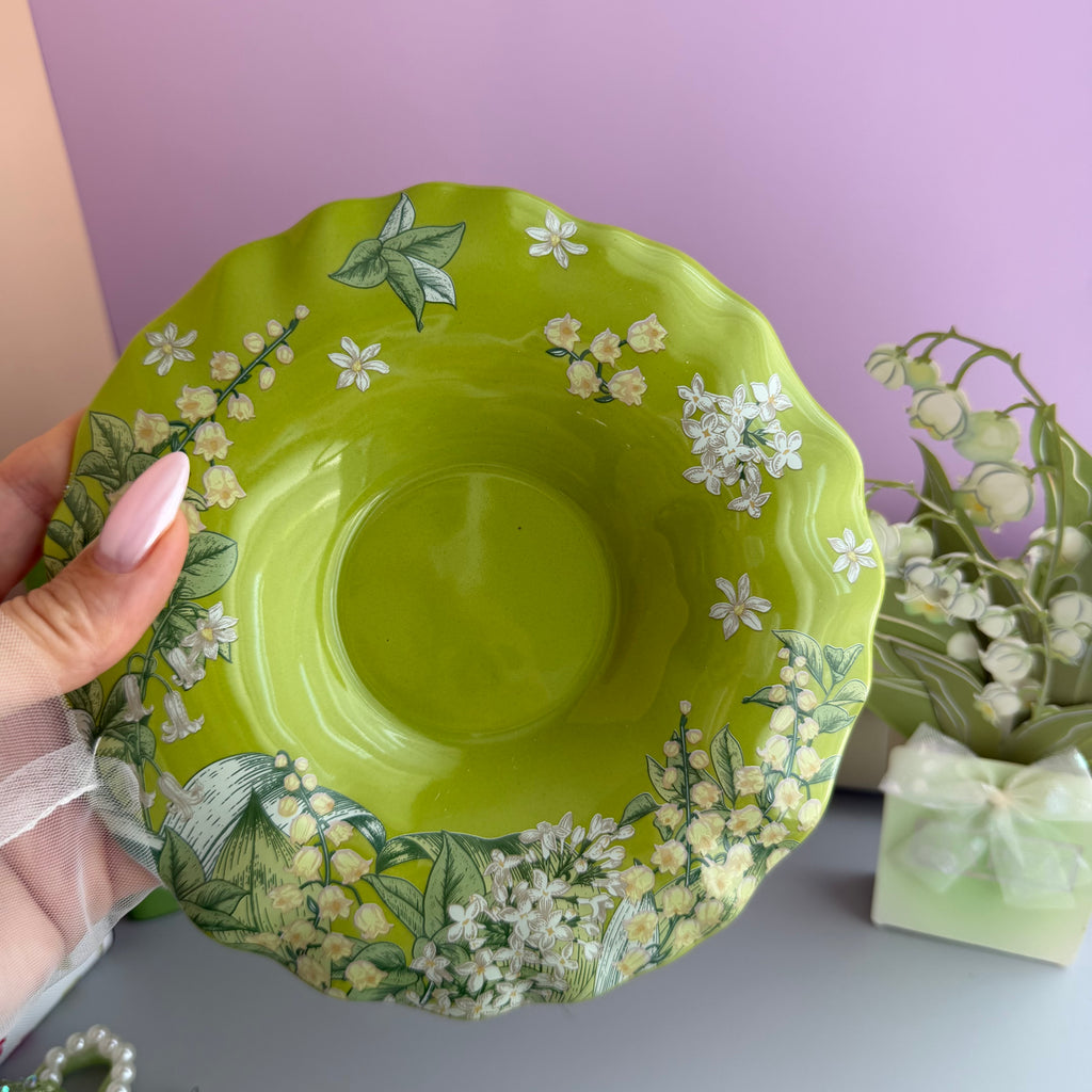 GREEN TEA GARDEN GIFT SET | LILY OF THE VALLEY STATIONERY BUNDLE | FLORAL TEA CUP GIFT SET
