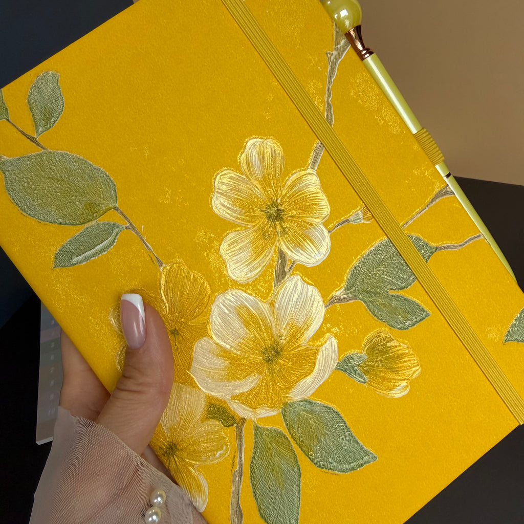 YELLOW BLOSSOM MINI STATIONERY SET / FLORAL JOURNAL GIFT SET / DESK ESSENTIALS BUNDLE