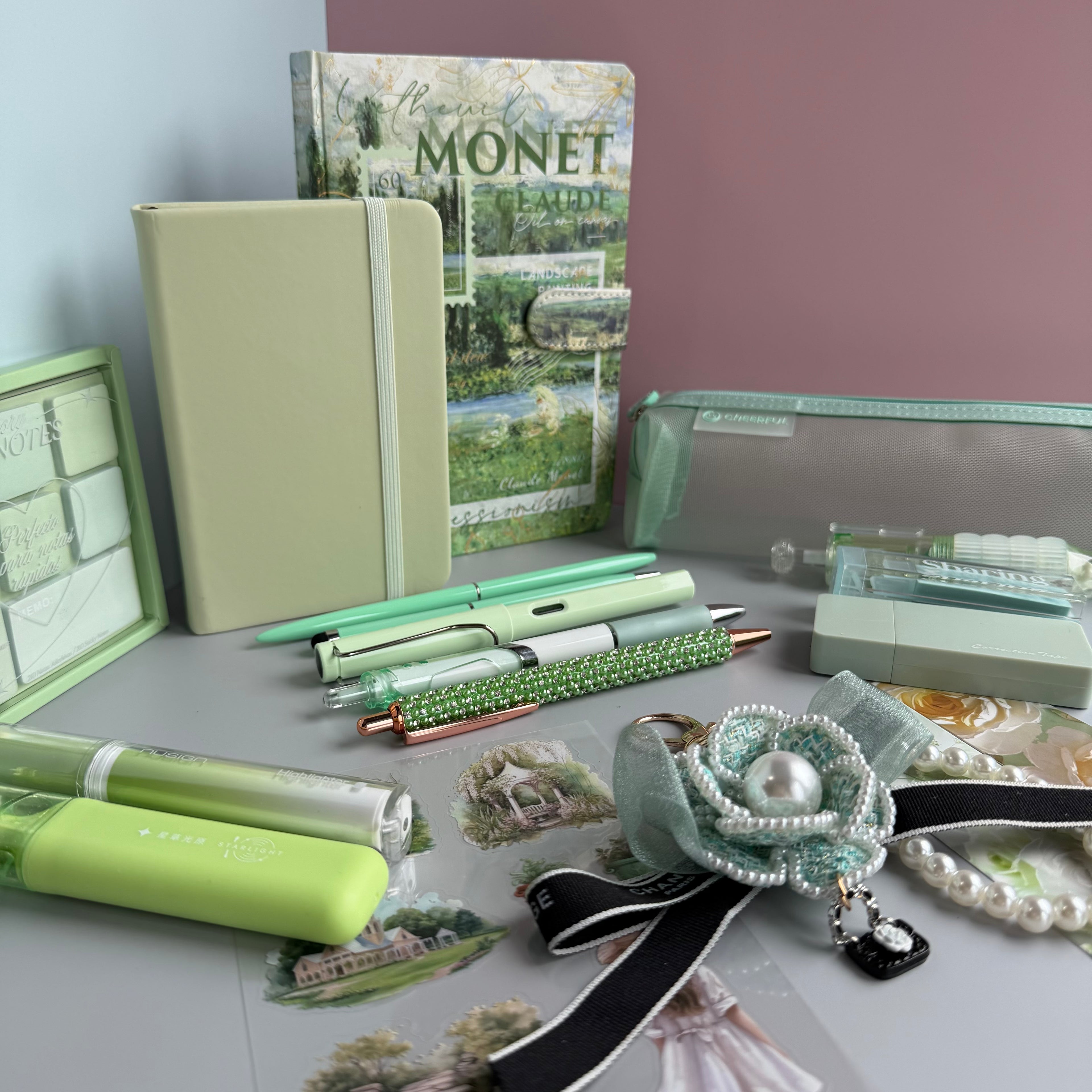 MONET GREEN BLOOM | GREEN ART STATIONERY BUNDLE | IMPRESSIONIST INSPIRED