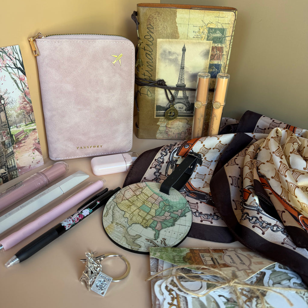 PASSPORT TO PARIS BUNDLE | TRAVEL STATIONERY GIFT SET | PARIS INSPIRED GIFT FOR HER