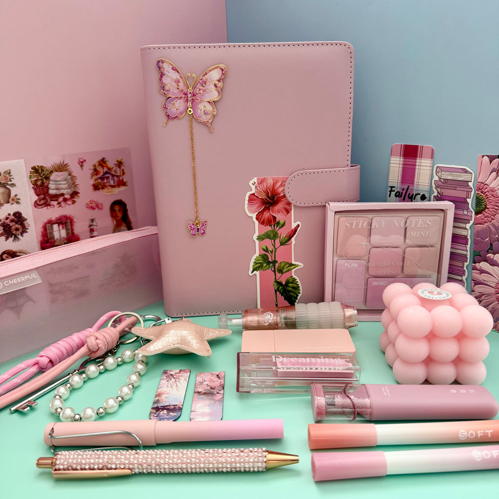 PREMIUM STATIONARY SET - CANDY PINK | STATIONERY GIFT SET FOR HER | PLAYFUL BOOKISH DESK FAVORITES