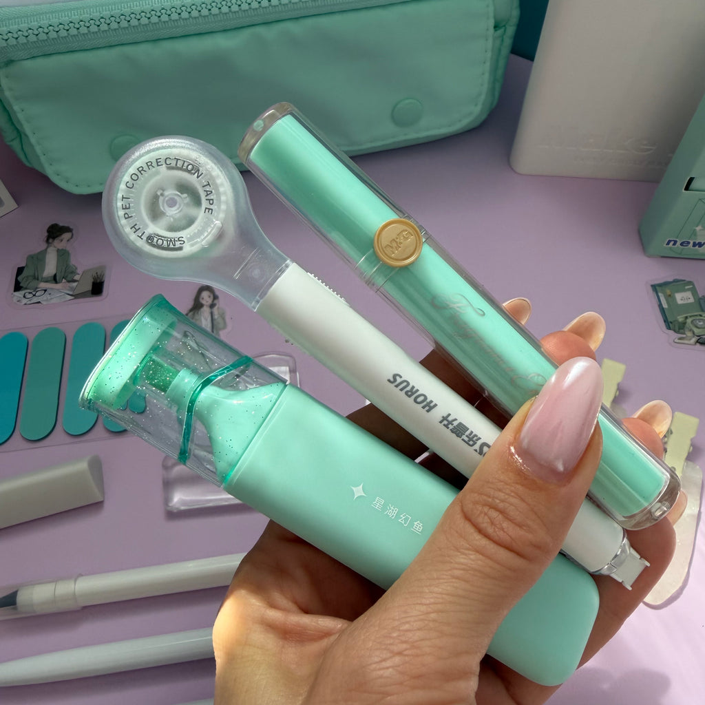 MINT ZIP & GO STATIONERY SET | ALL-IN-ONE PENCIL POUCH BUNDLE | CUTE MINT SCHOOL SUPPLY KIT