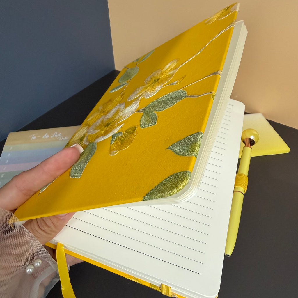 YELLOW BLOSSOM MINI STATIONERY SET / FLORAL JOURNAL GIFT SET / DESK ESSENTIALS BUNDLE