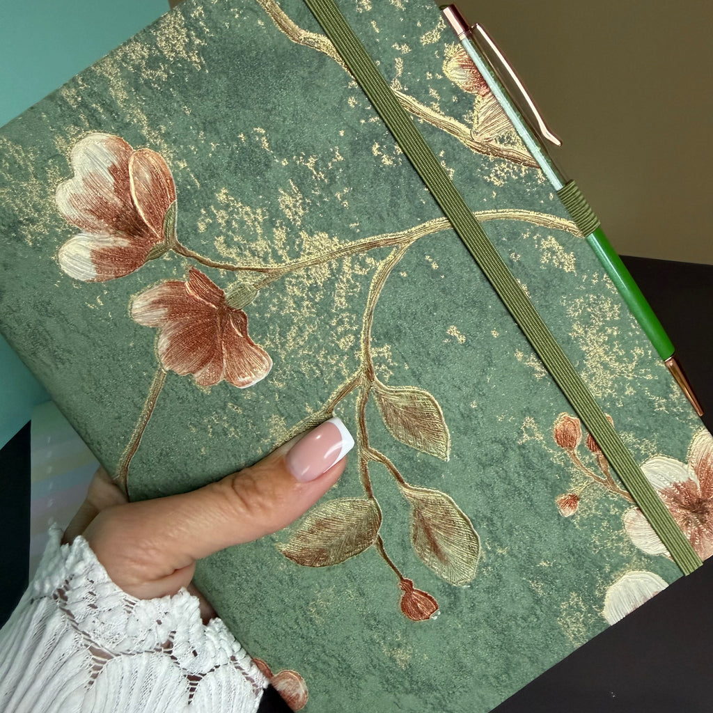 EVERGREEN BLOSSOM MINI STATIONERY SET / FLORAL JOURNAL GIFT SET / DESK ESSENTIALS BUNDLE