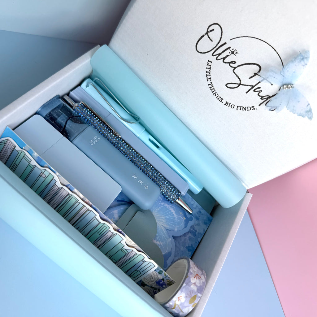 ESSENTIAL STATIONERY SET - BLUE HAZE | STATIONERY GIFT SET FOR HER | COOL & AIRY DESK ESSENTIALS
