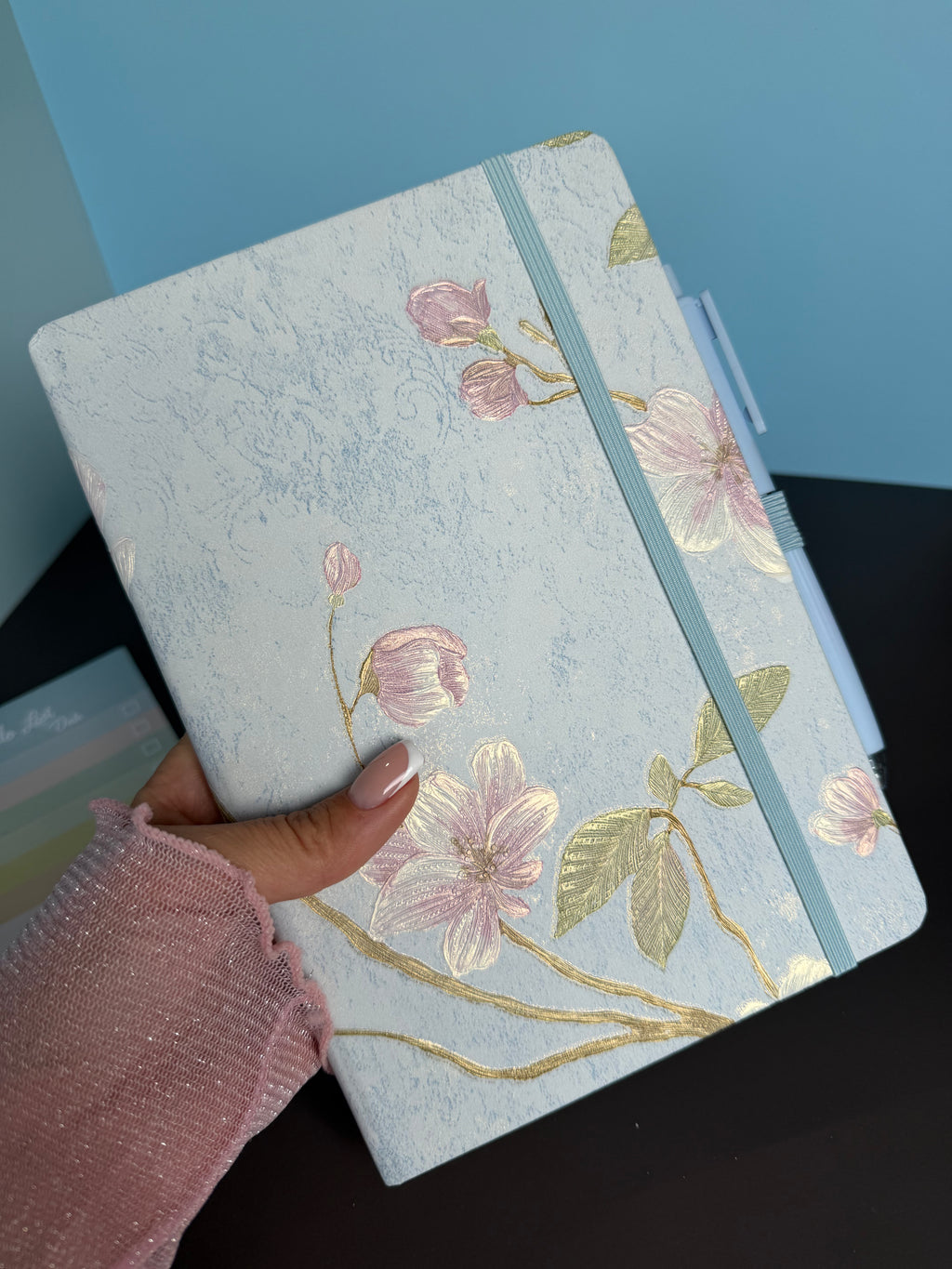 BLUE BLOSSOM MINI STATIONERY SET / FLORAL JOURNAL GIFT SET / DESK ESSENTIALS BUNDLE
