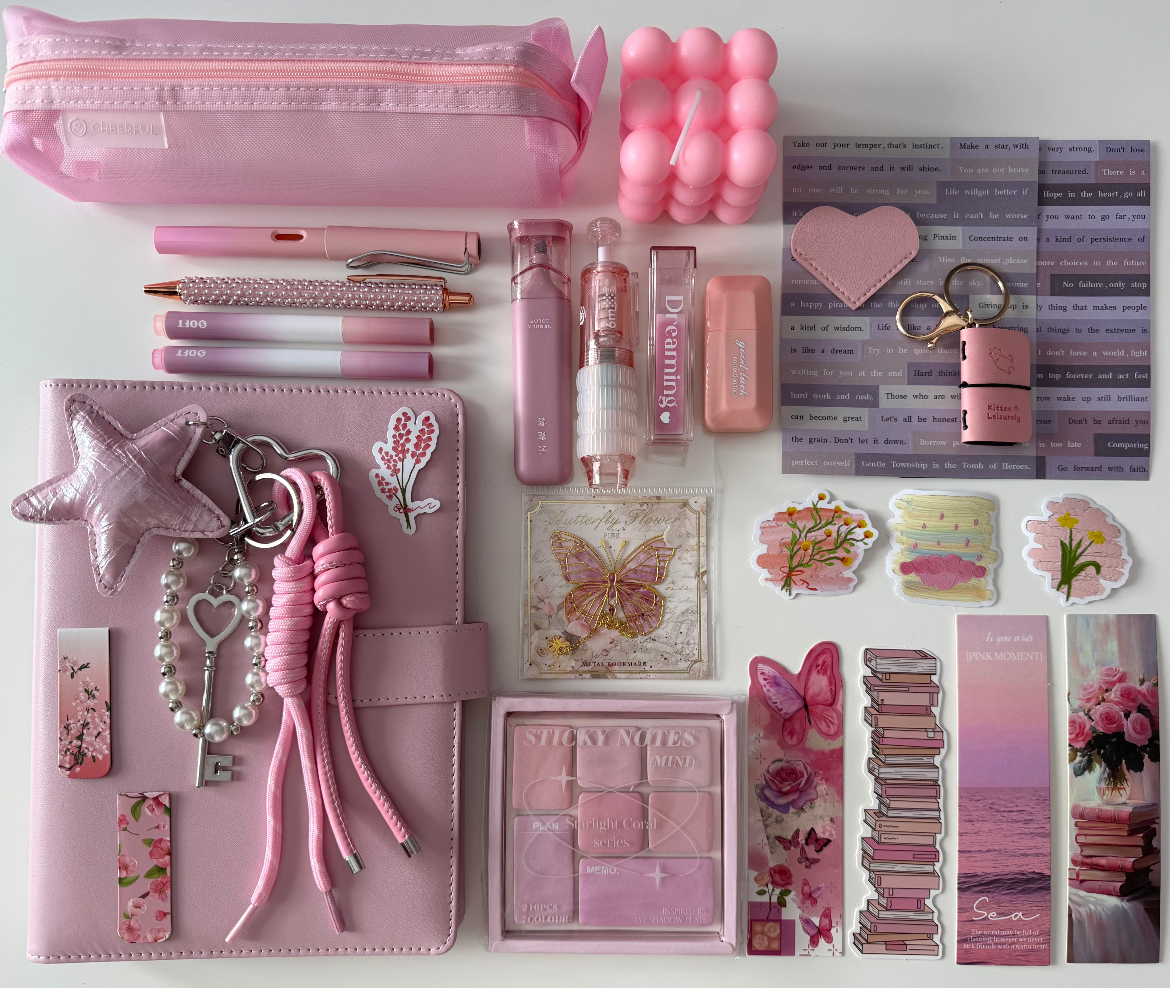 PREMIUM STATIONARY SET - CANDY PINK | STATIONERY GIFT SET FOR HER | PLAYFUL BOOKISH DESK FAVORITES