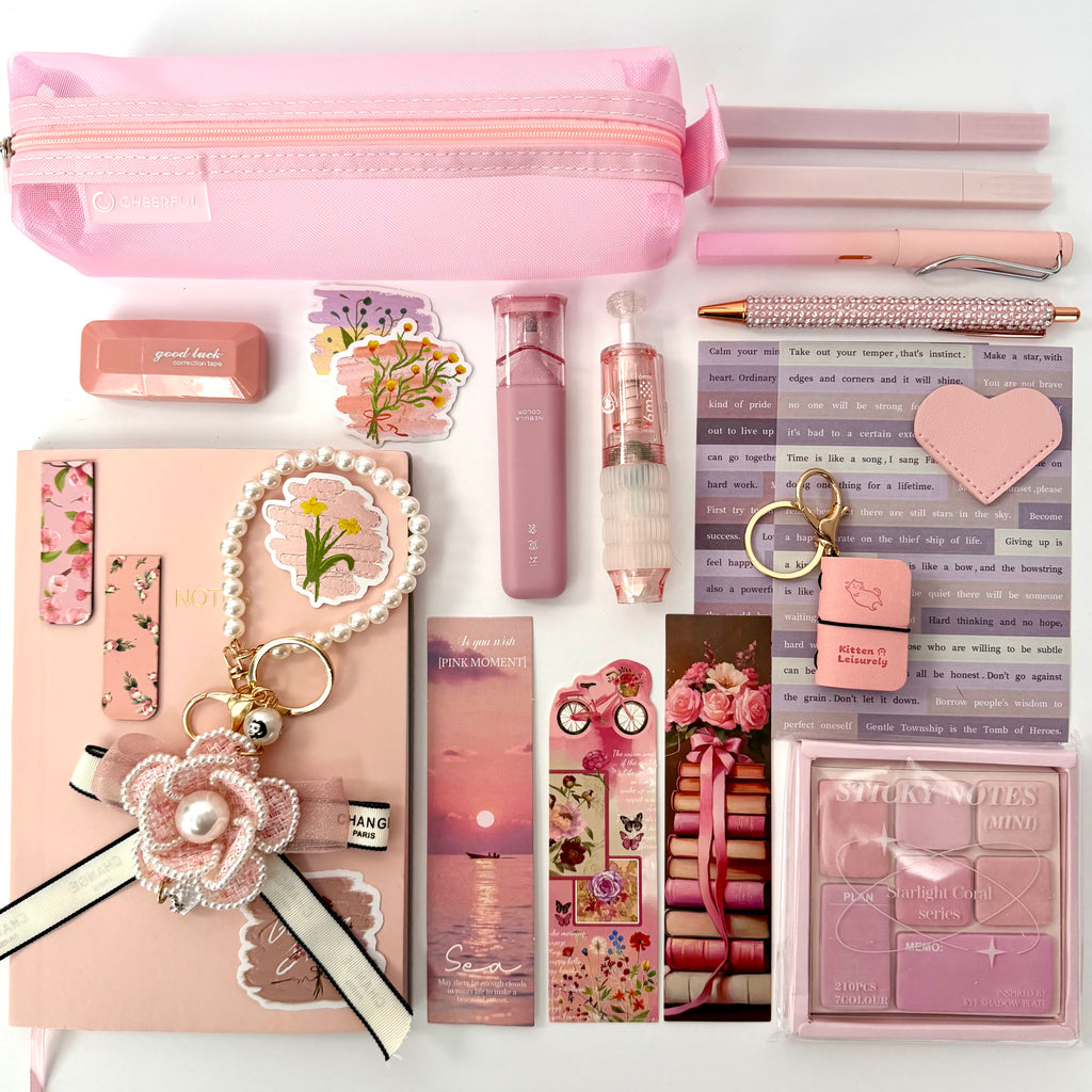 SIGNATURE STATIONERY SET - PINK BLOOM |STATIONERY GIFT SET FOR HER | AESTHETIC & BOOKISH DESK ESSENTIALS
