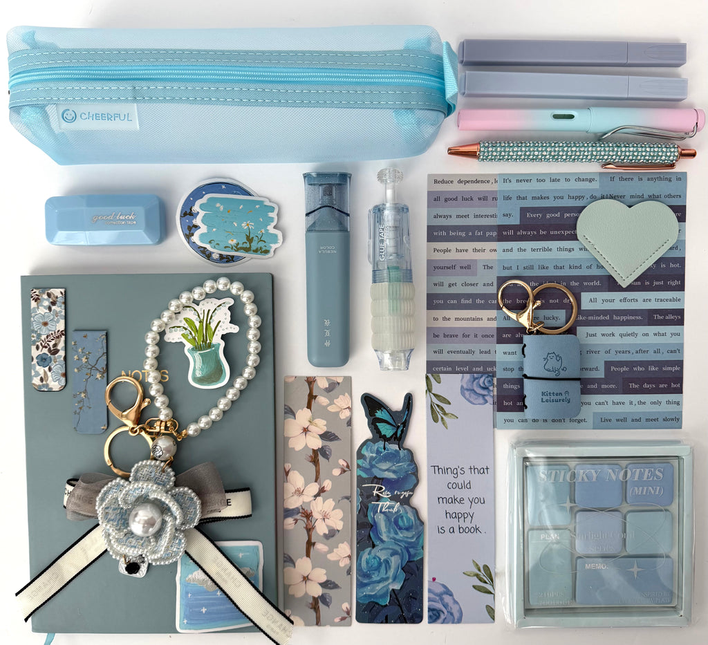 SIGNATURE STATIONERY SET - BLUE MIST | STATIONERY GIFT SET FOR HER | AESTHETIC & BOOKISH DESK ESSENTIALS