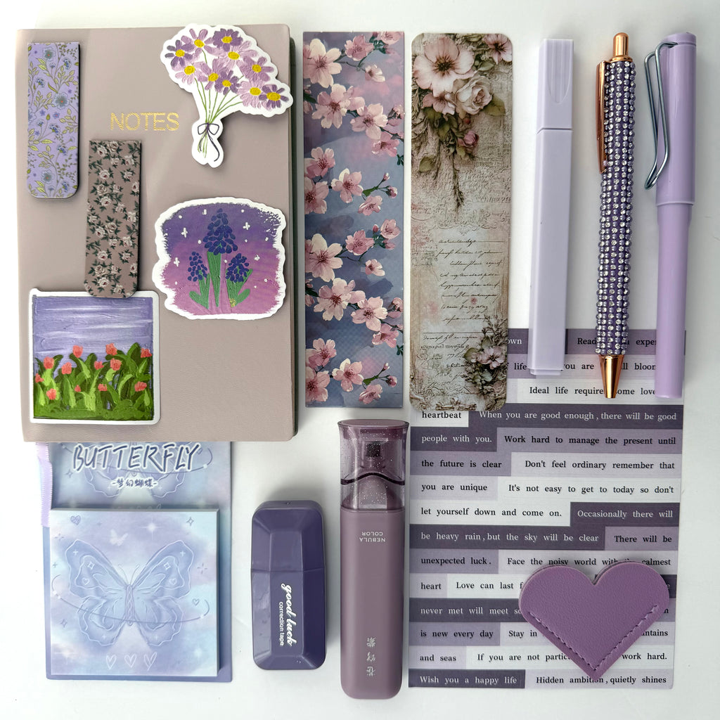 ESSENTIAL STATIONERY SET – LAVENDER ASH | STATIONERY GIFT SET FOR HER | SOFT BOOKISH DESK ESSENTIALS