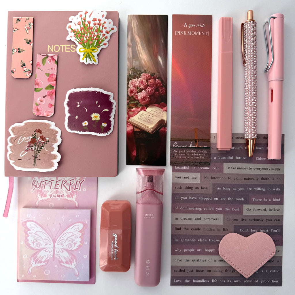 ESSENTIAL STATIONERY SET – PINK POWDER | STATIONERY GIFT SET FOR HER | DELICATE EVERYDAY DESK FAVORITES