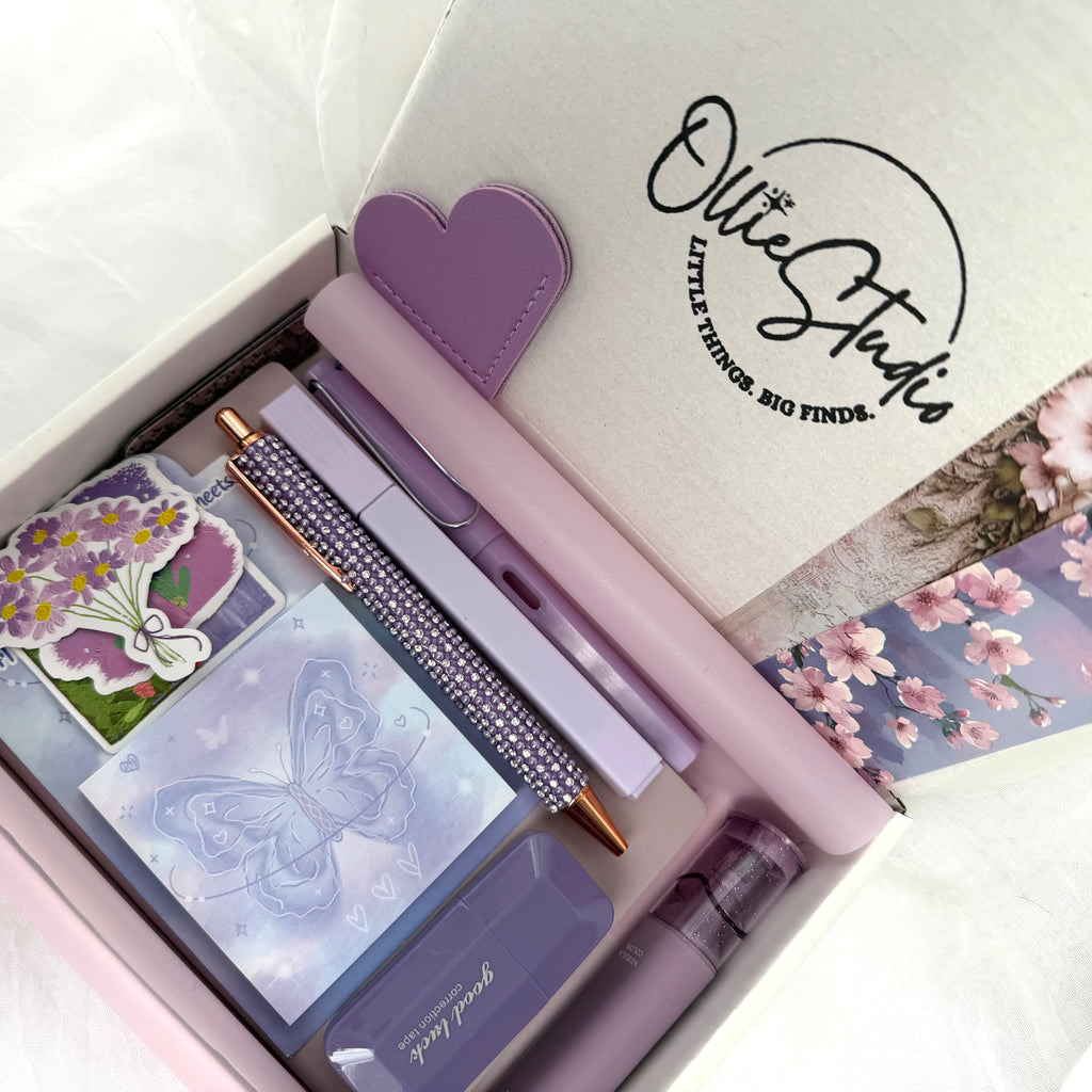 ESSENTIAL STATIONERY SET – LAVENDER ASH | STATIONERY GIFT SET FOR HER | SOFT BOOKISH DESK ESSENTIALS